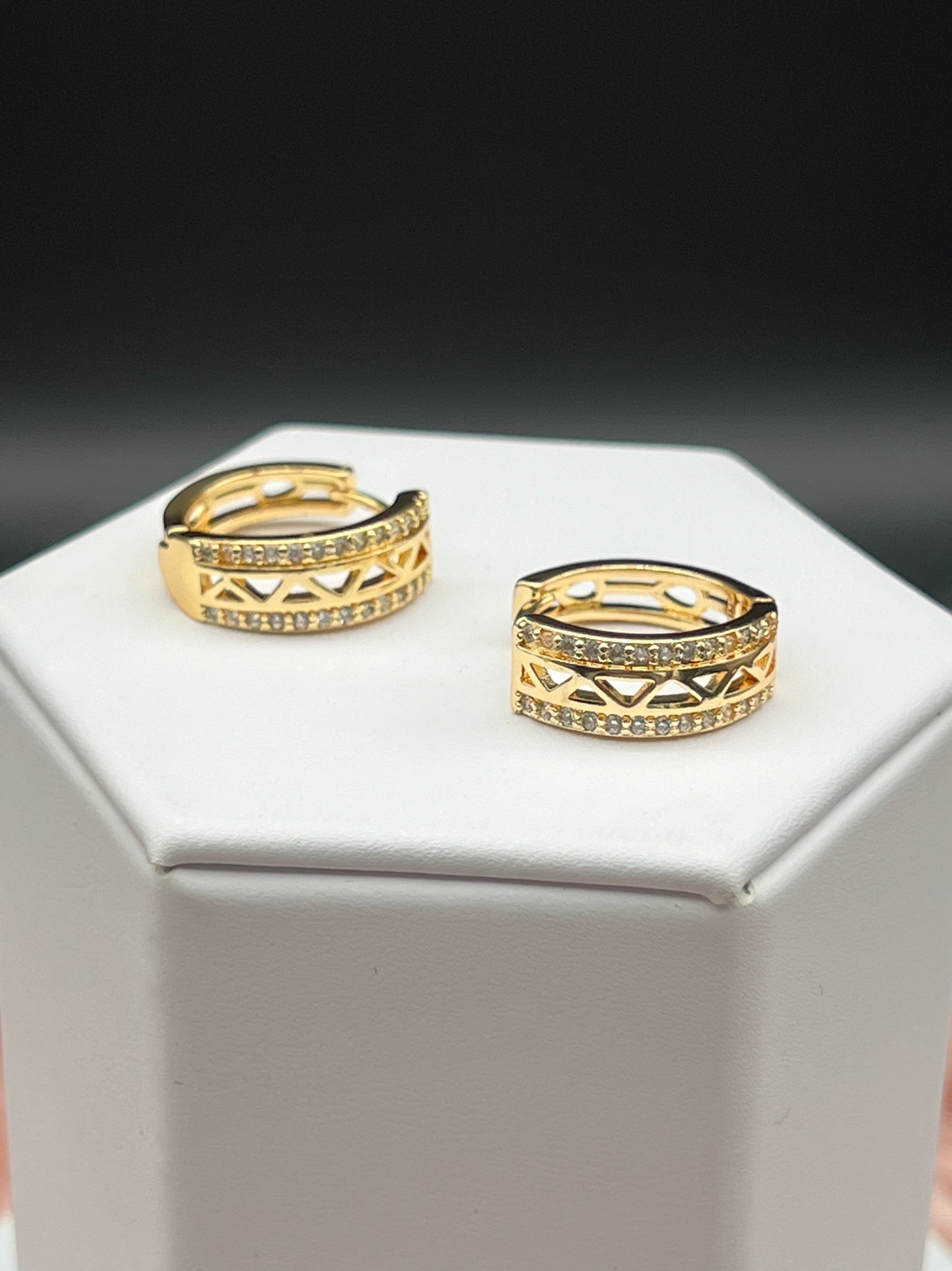 CZ Gold Huggie Earrings