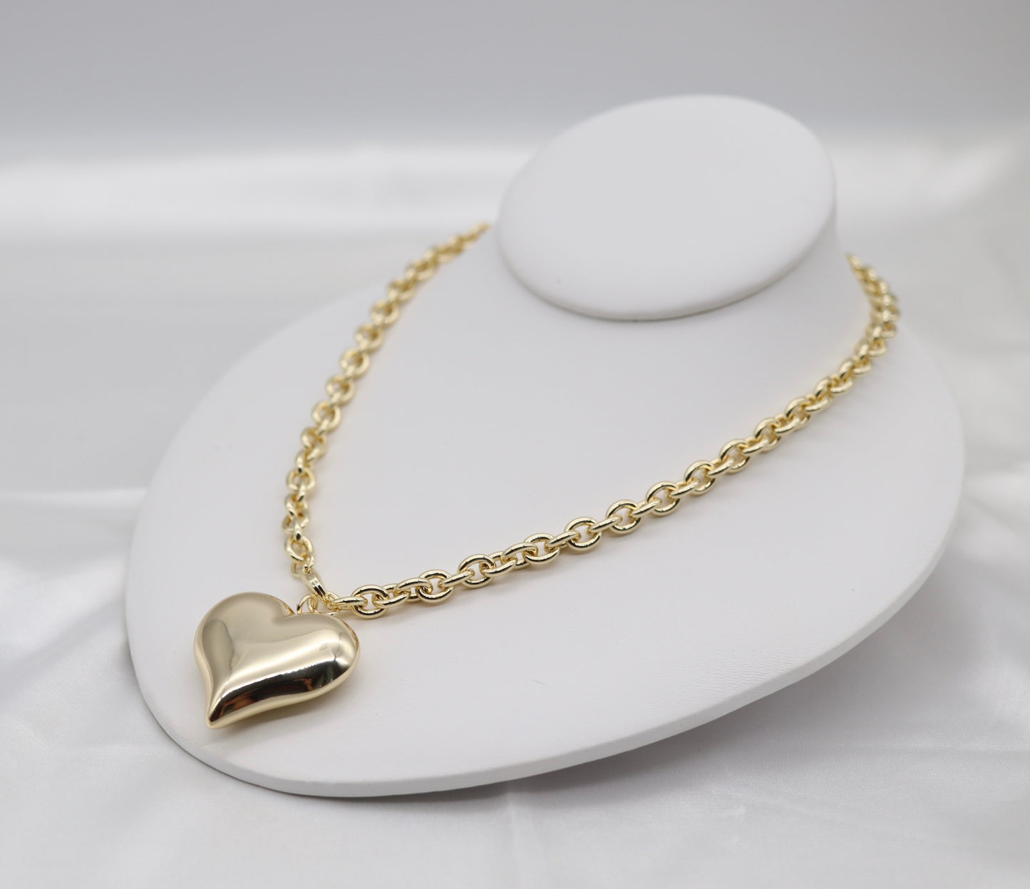 Long Gold Necklace With Heart Pendant