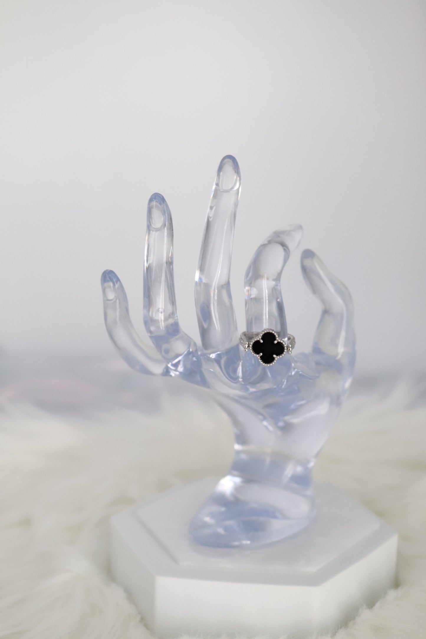 Black Clover Silver Reversible Ring - Size 6