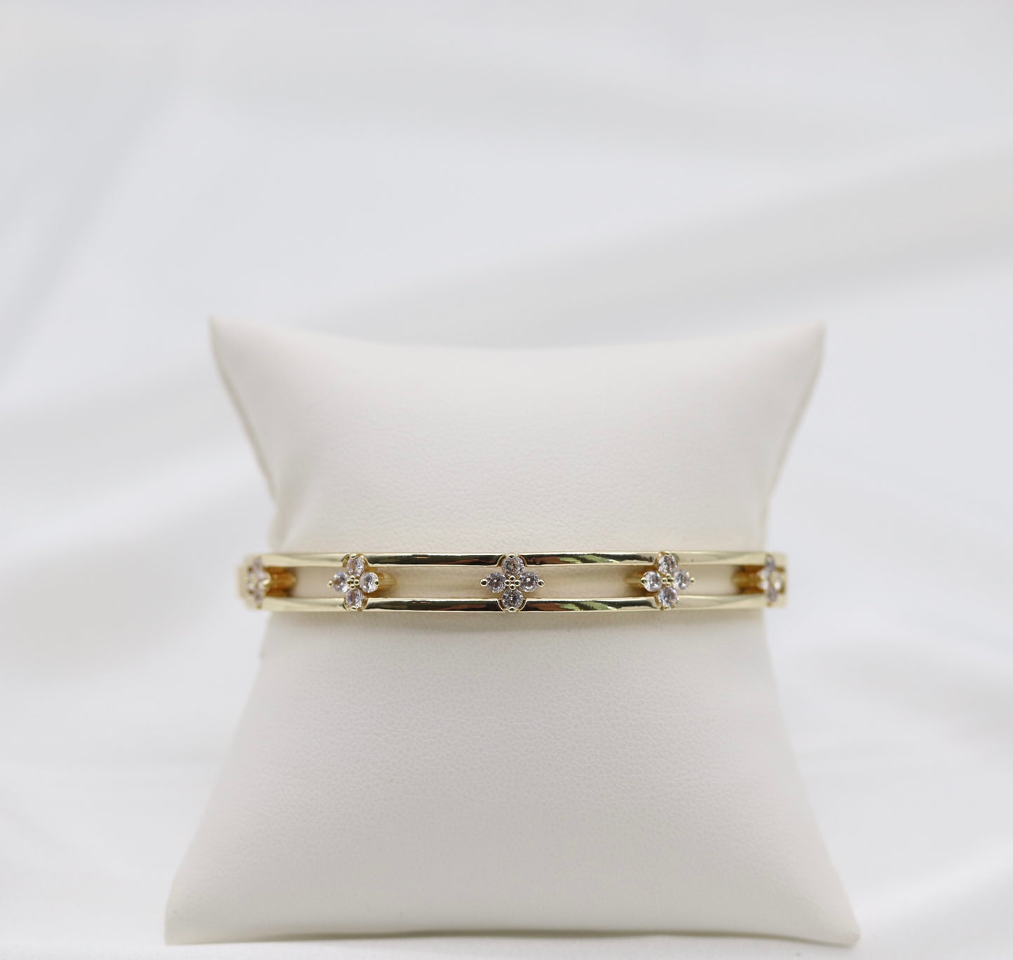 CZ Stone Paved Double Hinged Bangle Bracelet