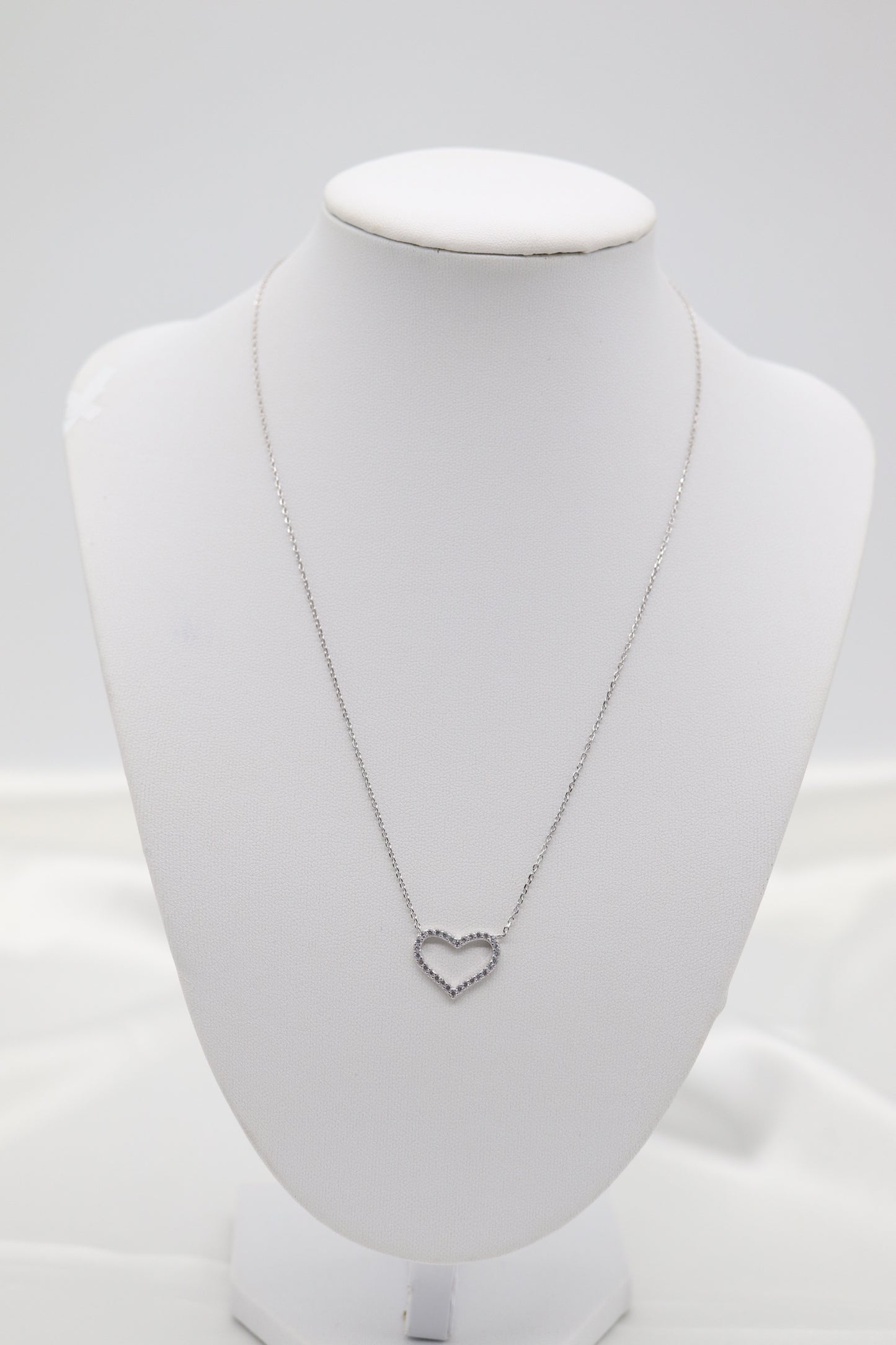 Sterling Silver Diamond Heart Pendant Necklace