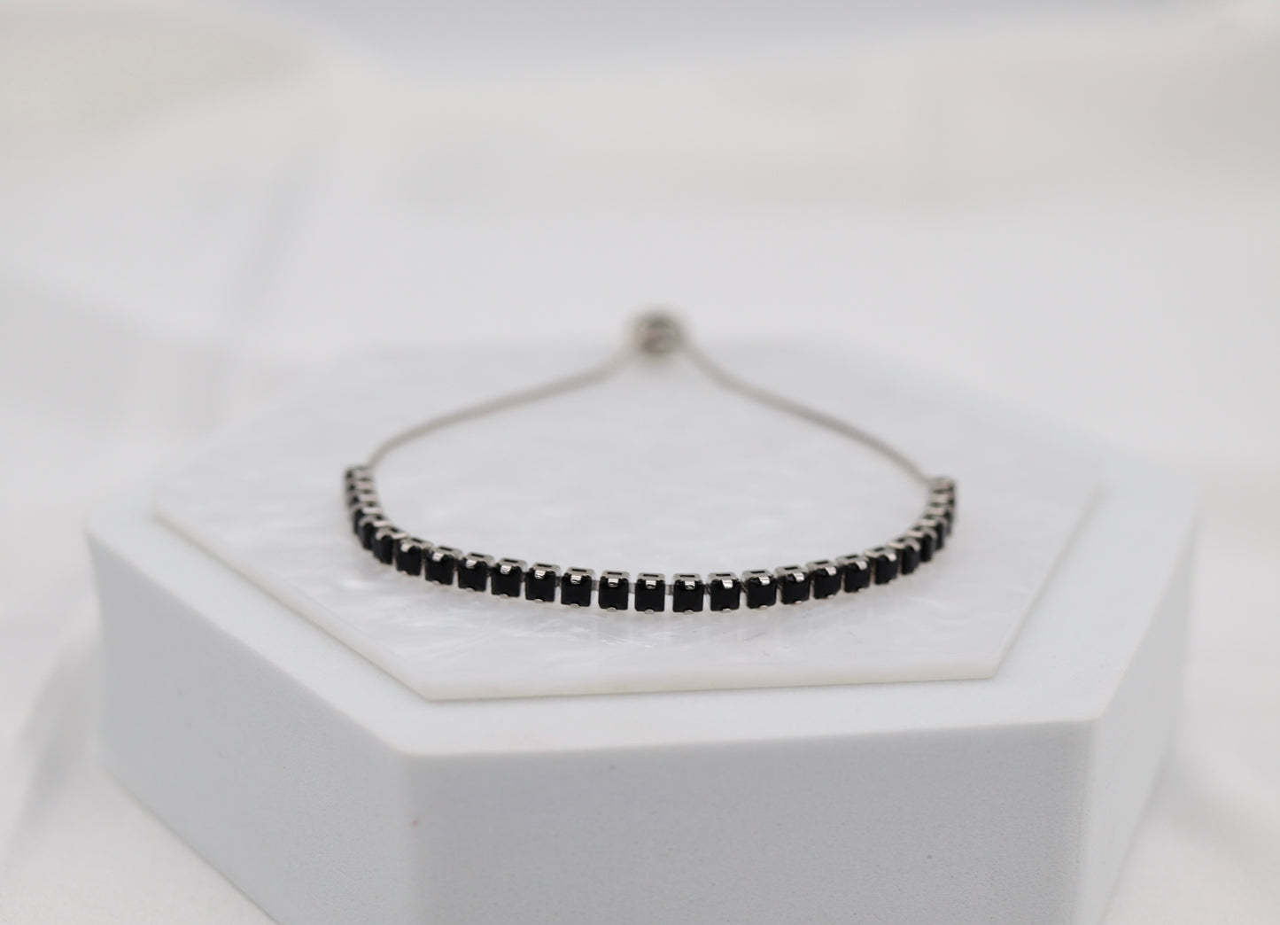 Jet Black CZ Diamond Adjustable Bracelet
