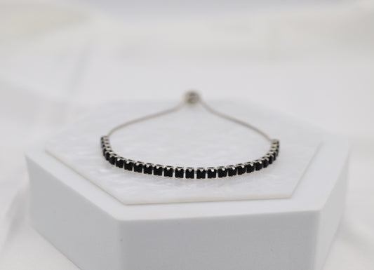 Jet Black CZ Diamond Adjustable Bracelet