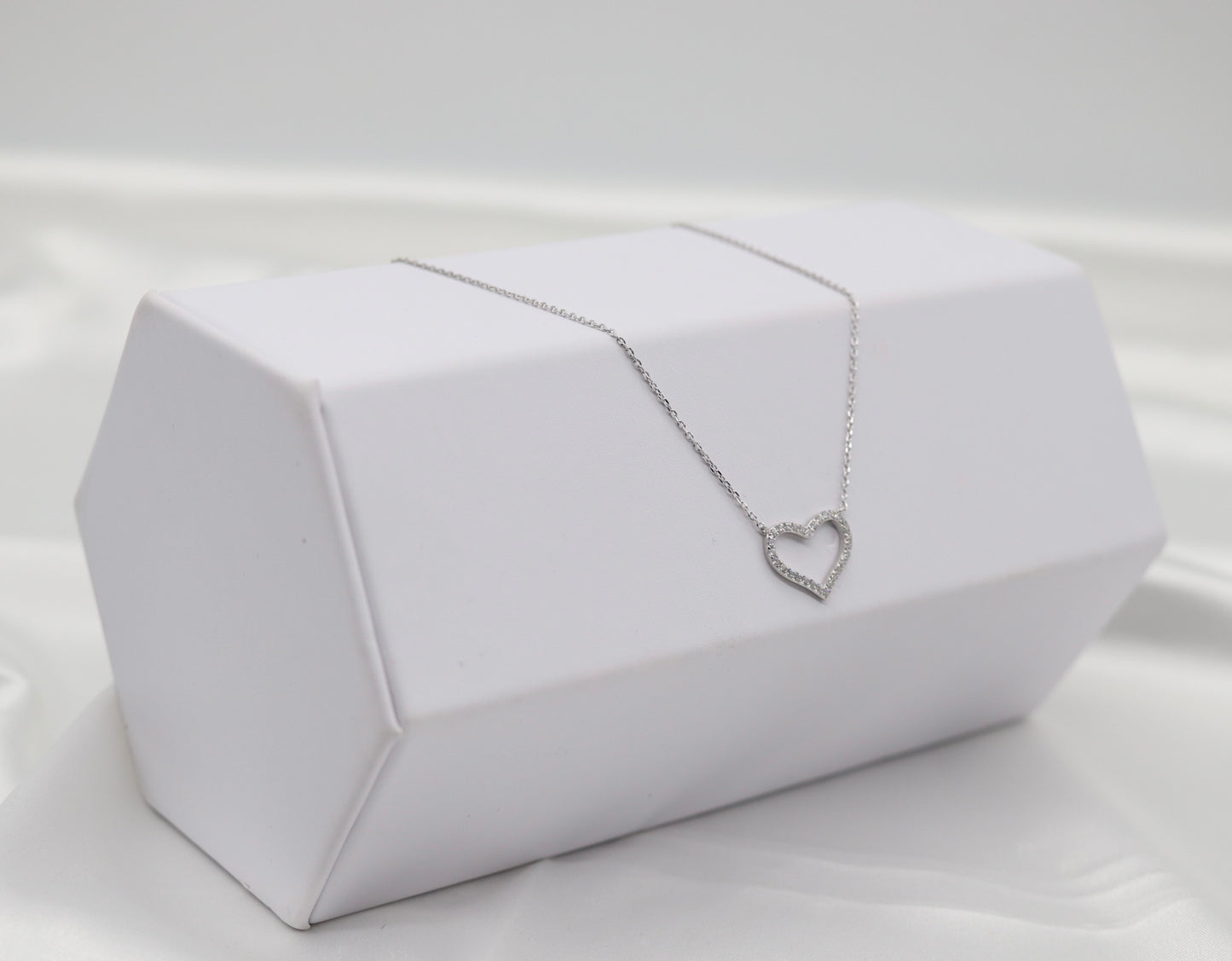 Sterling Silver Diamond Heart Pendant Necklace