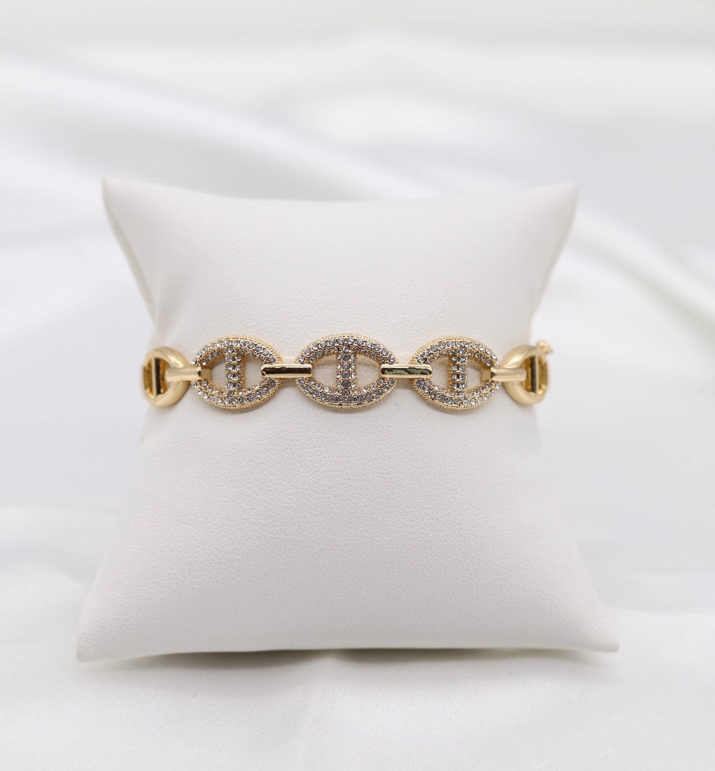 CZ Pave Marine Link Chain Hinged Bangle Bracelet