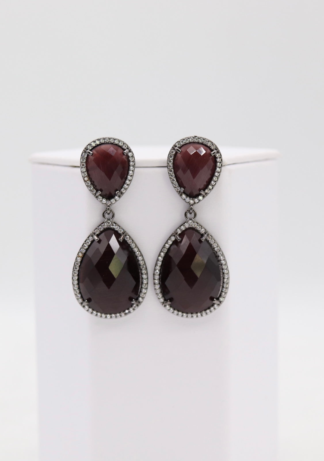 Dark Purple Teardrop Statement Earrings