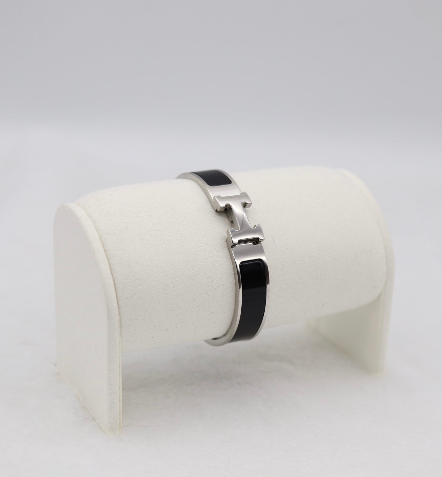 Medium Classic Silver & Black Enamel Bracelet
