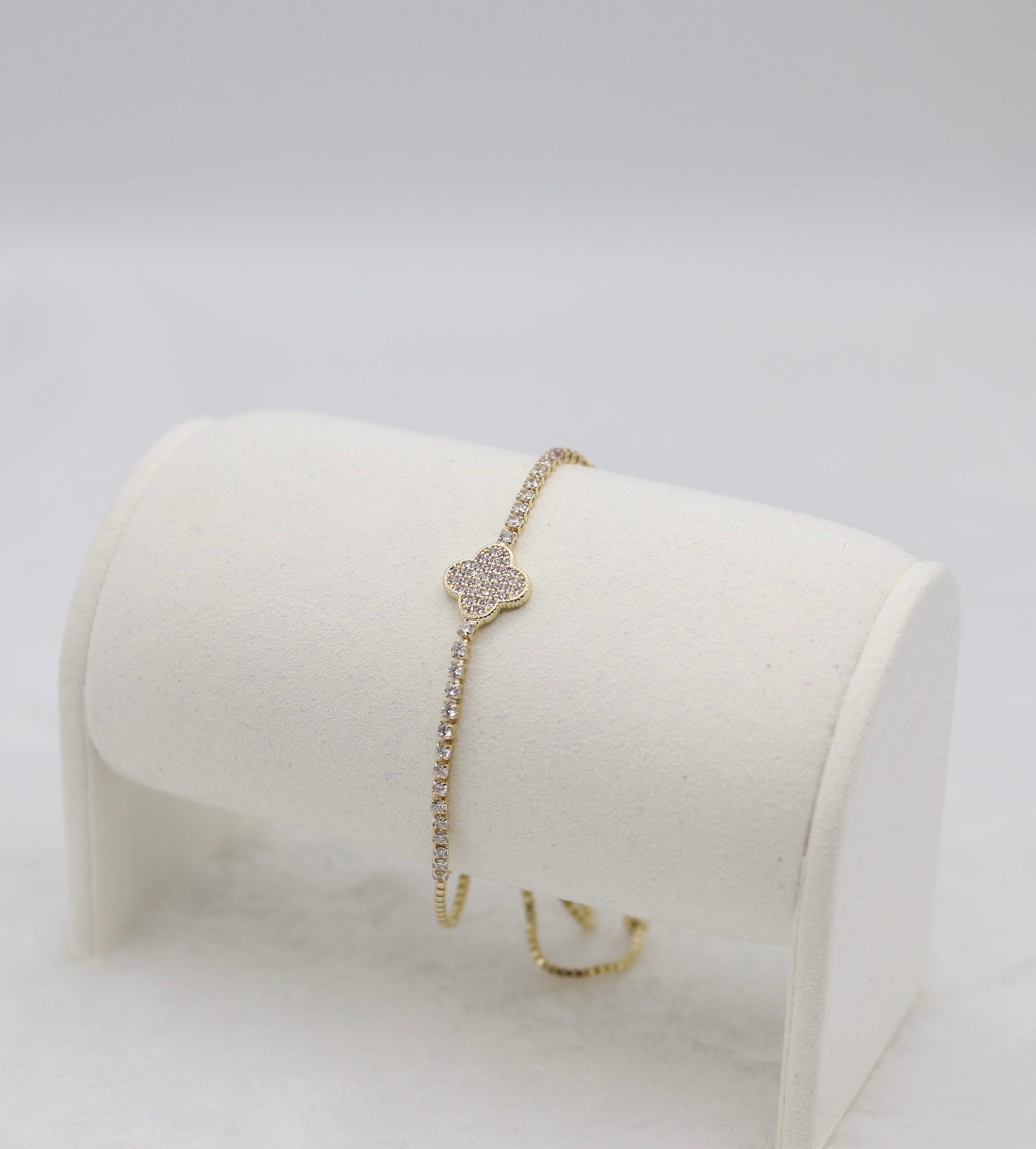 Gold Pave Clover Adjustable Bracelet