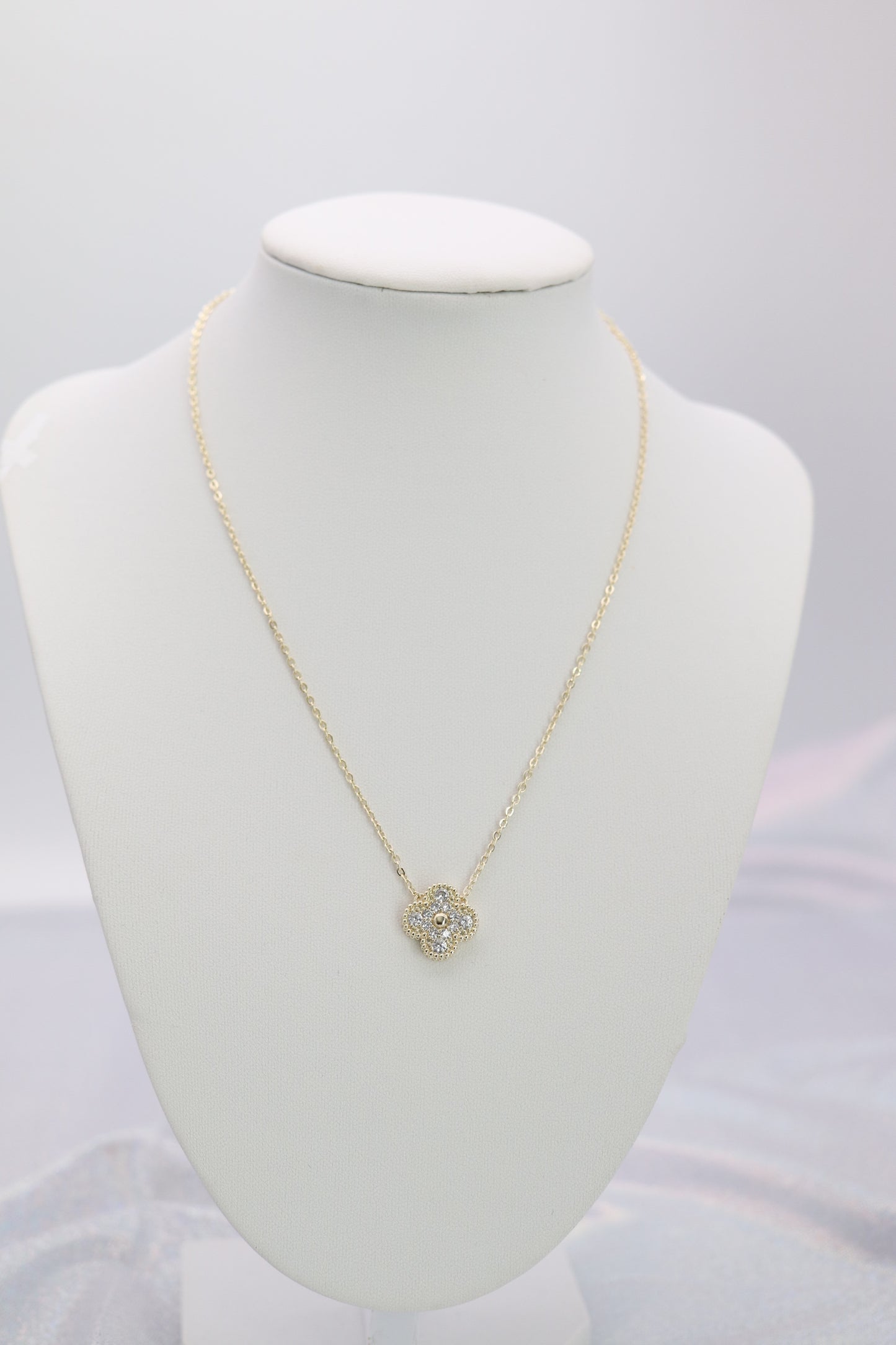 CZ Clover Gold Necklace