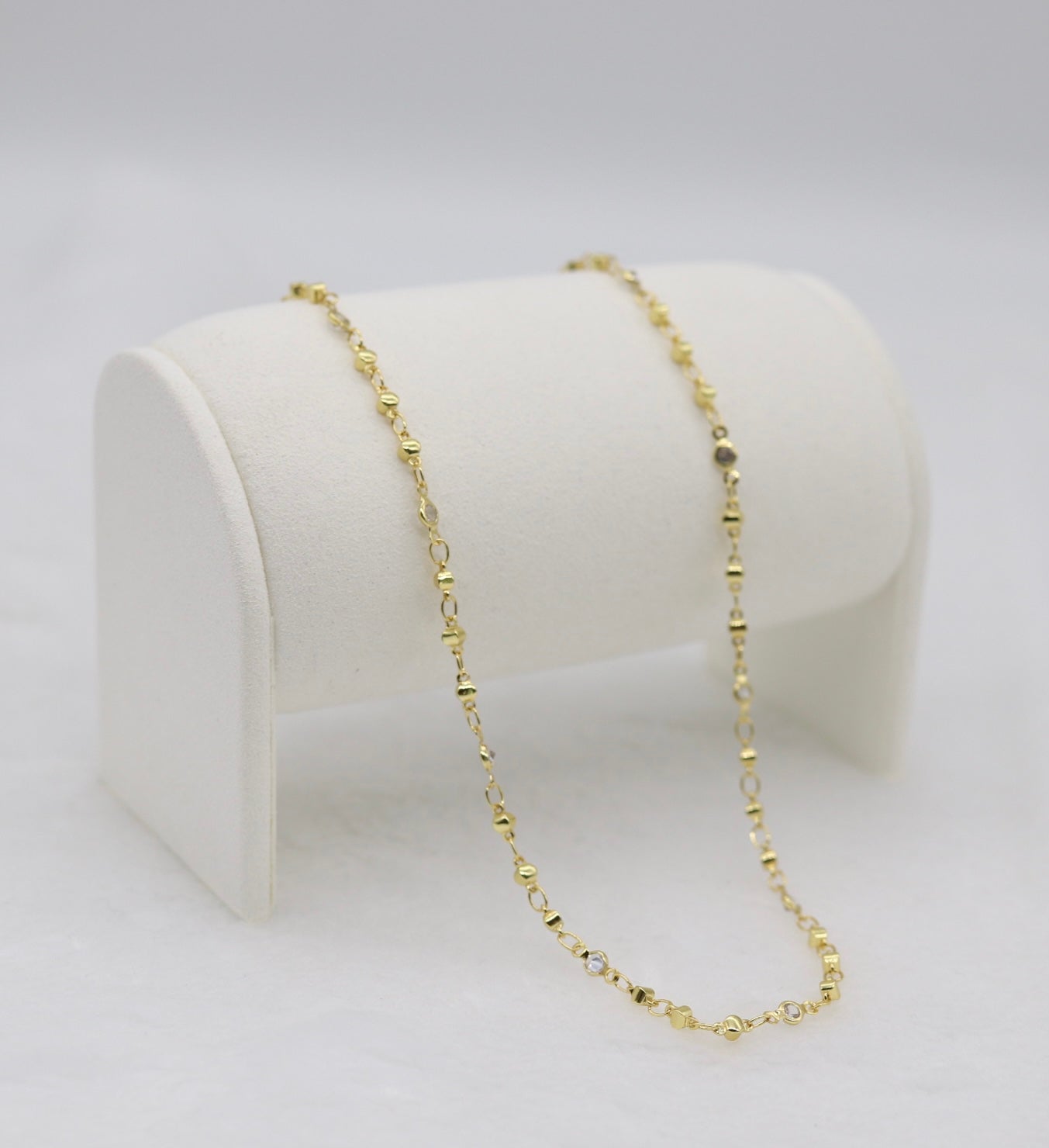 Delicate Gold Beaded Chain Necklace