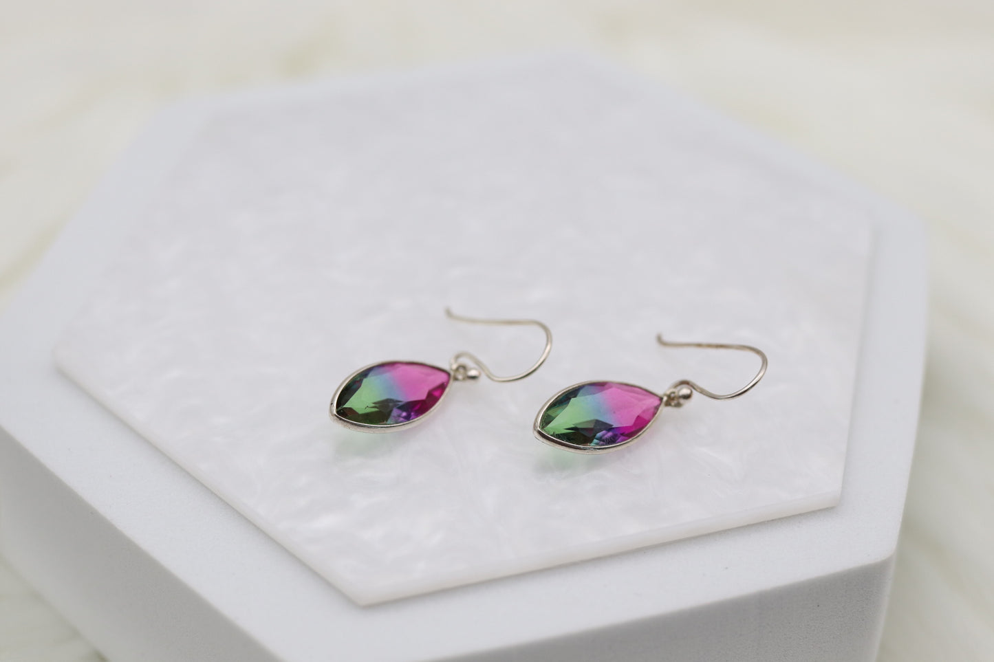 Multi-Colored Sterling Silver Dangling Earrings