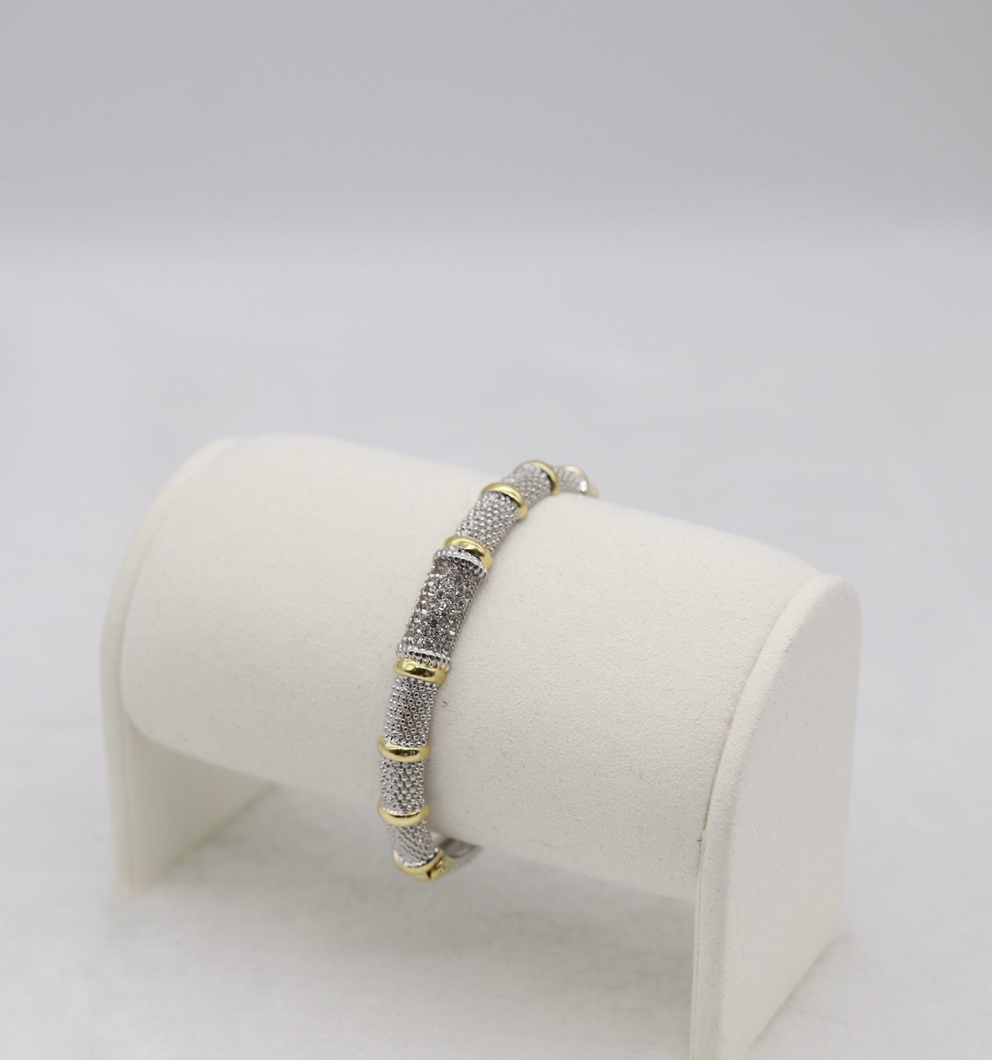 Two-Tone Pave Hinged Bangle Bracelet