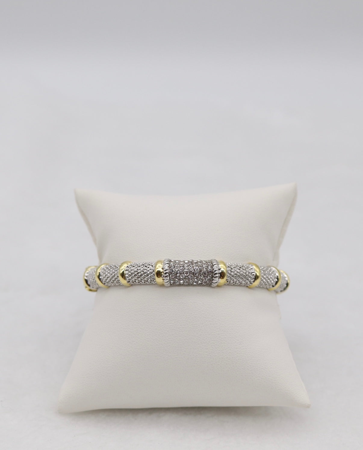 Two-Tone Pave Hinged Bangle Bracelet