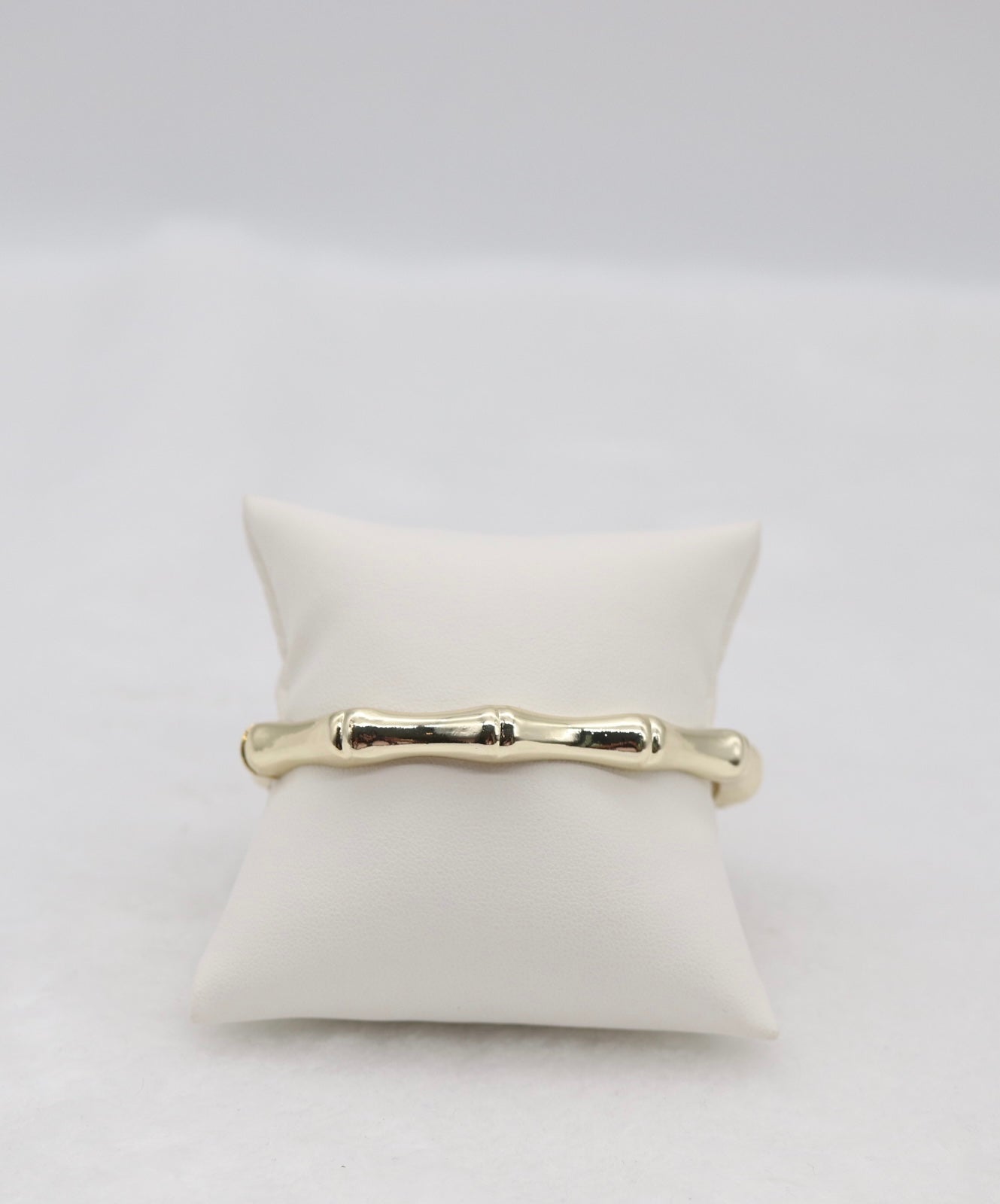 Gold Bamboo-Style Hinged Bangle Bracelet