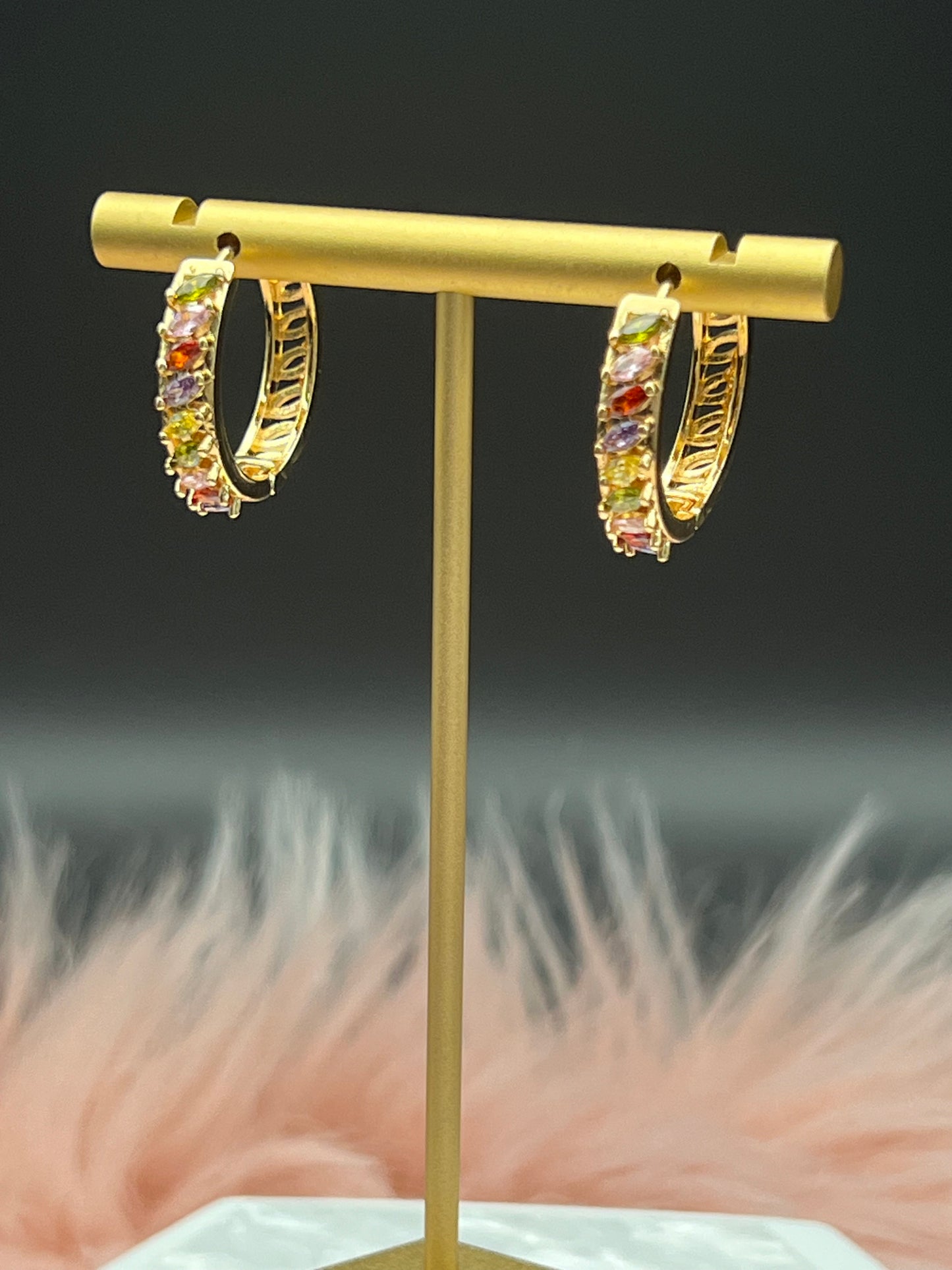 Rainbow Sapphire Hinged Hoop Earrings
