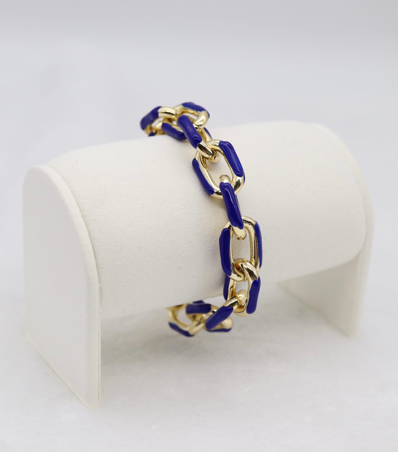 Bold Gold and Blue Link Statement Bracelet