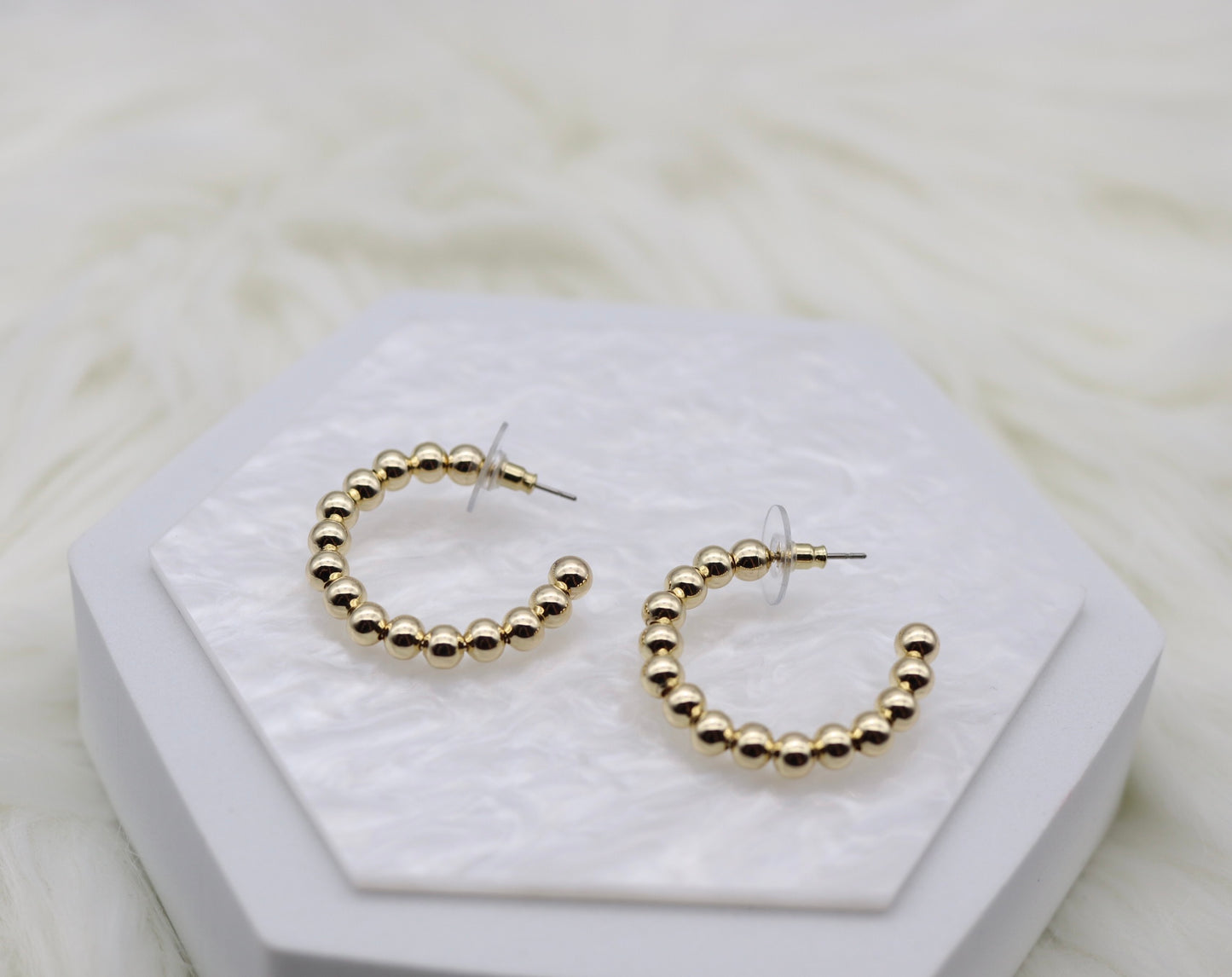 Gold Beaded Hoop Earrings