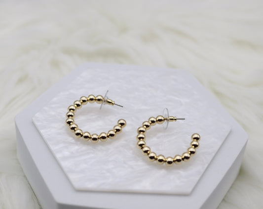 Gold Beaded Hoop Earrings
