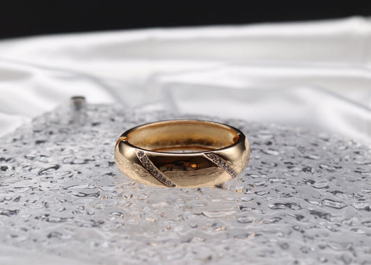 Gold Hinge Round Bangle Bracelet CZ Stripes