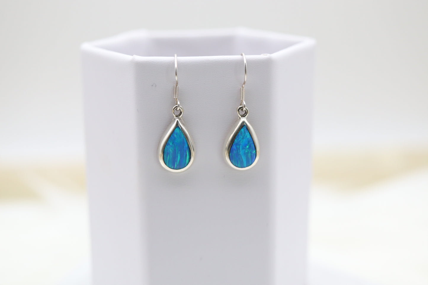 Aqua Blue Teardrop Sterling Silver Earrings