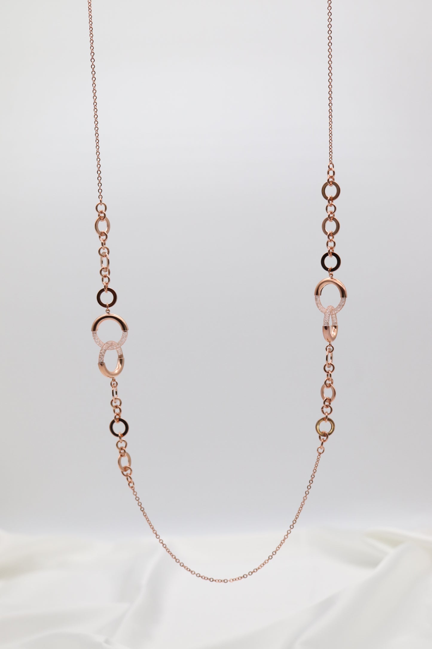 Rose Gold Austrian Crystals Circle Necklace