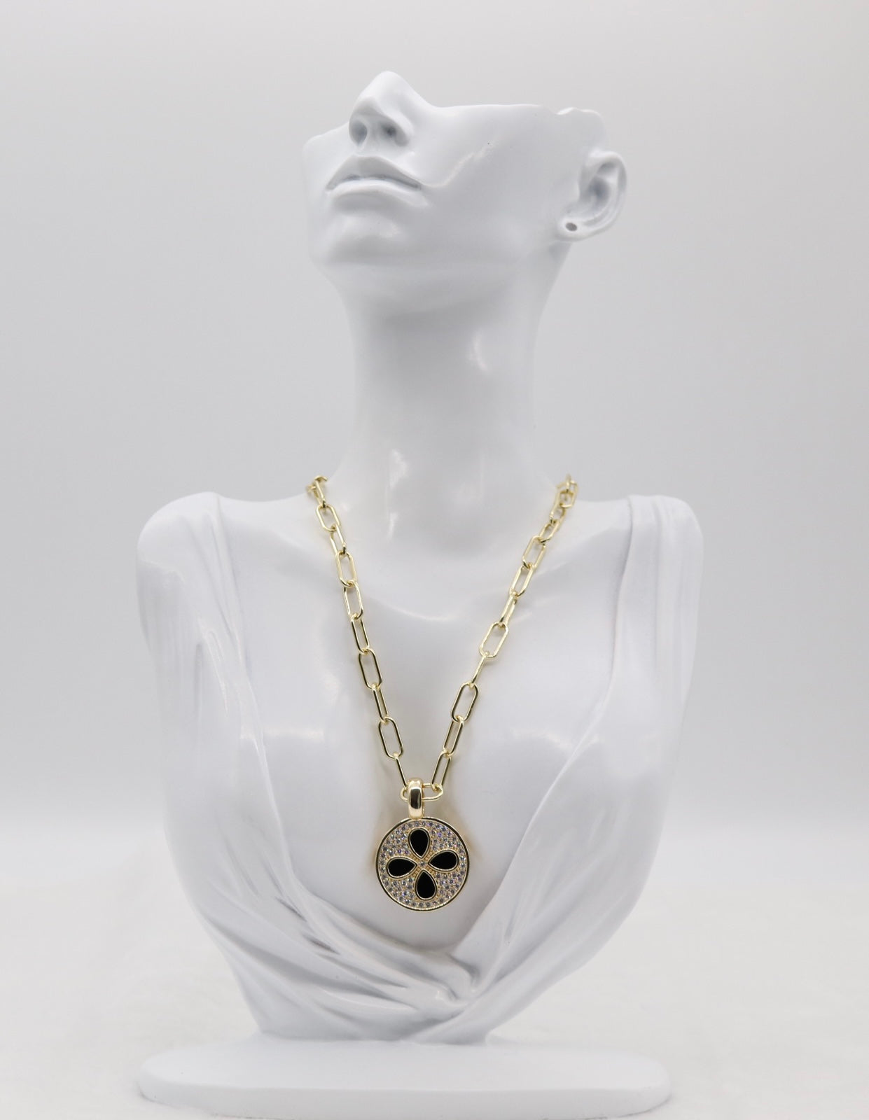 Gold Clover Medallion Pendant Necklace