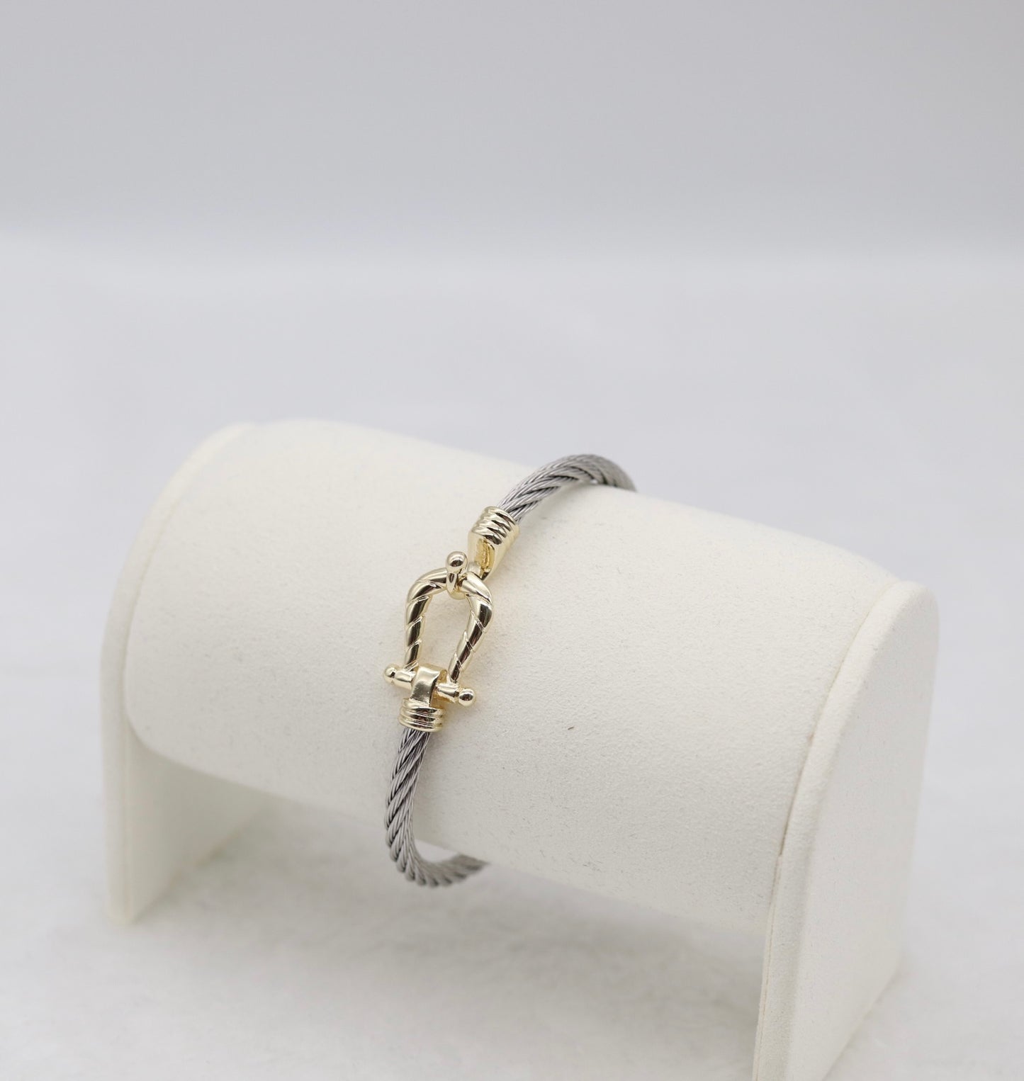 Two-Tone Cable Bracelet with Gold Anchor Clasp