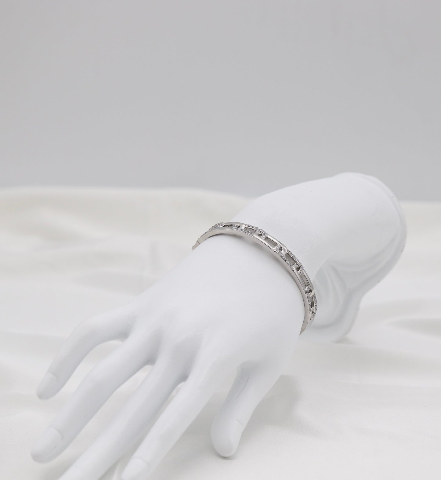 Silver Pavé Link Bangle Bracelet