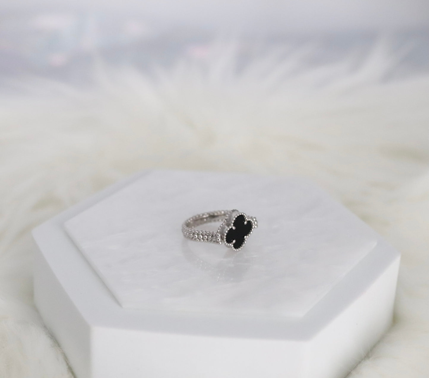 Black Clover Silver Reversible Ring - Size 6