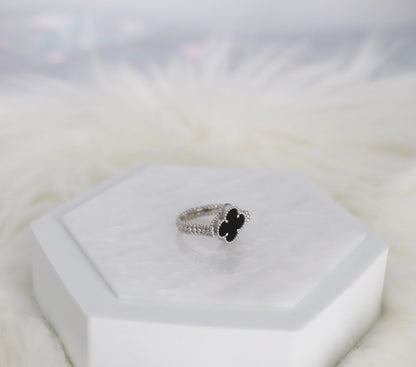 Black Clover Silver Reversible Ring - Size 8