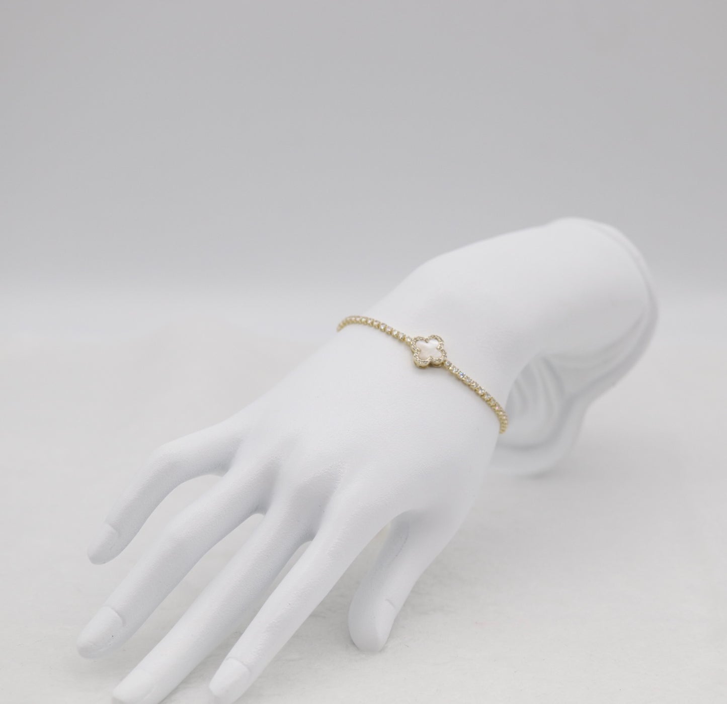 Gold Pave Clover Adjustable Bracelet