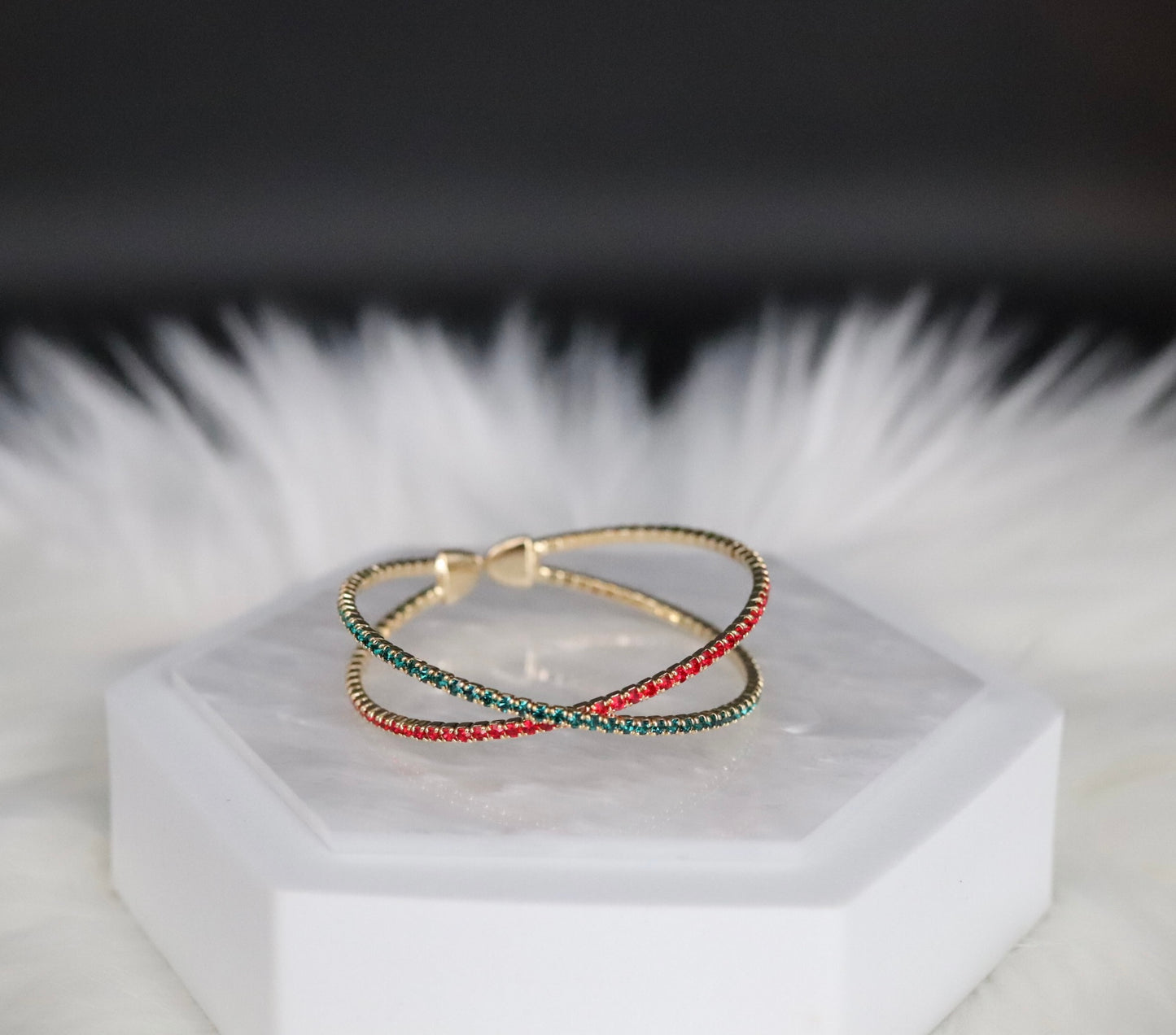 Christmas Color Cuff Tennis Bracelet