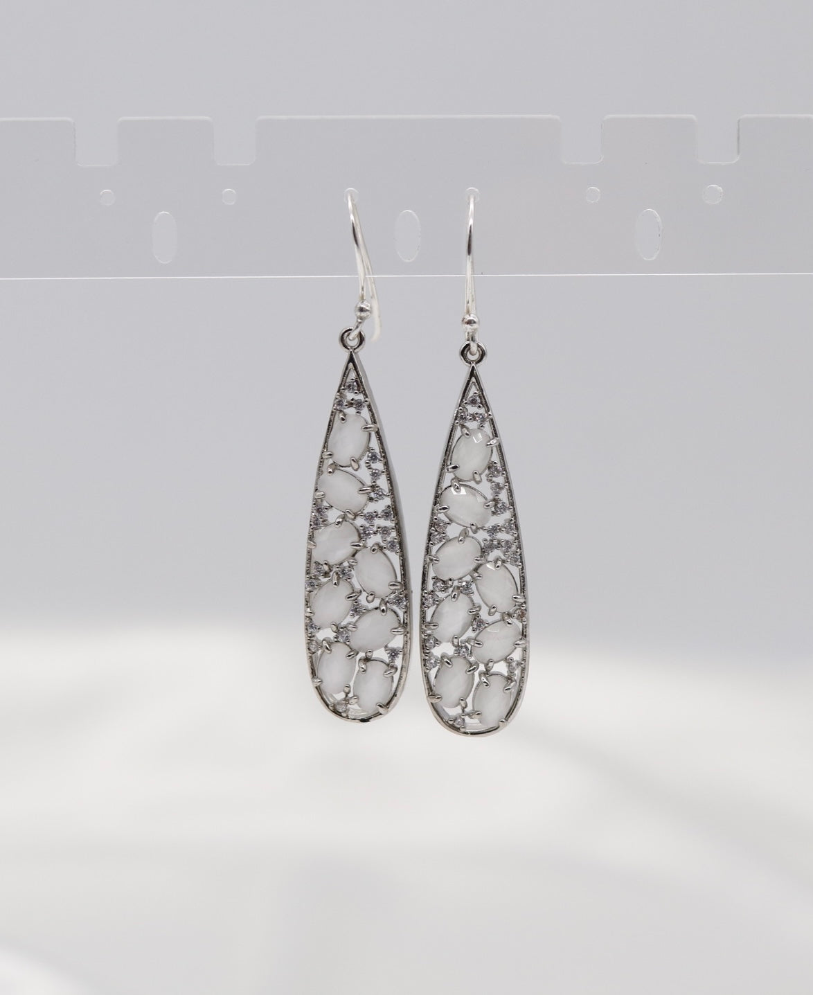 Clear Bezel Set Teardrop Earrings