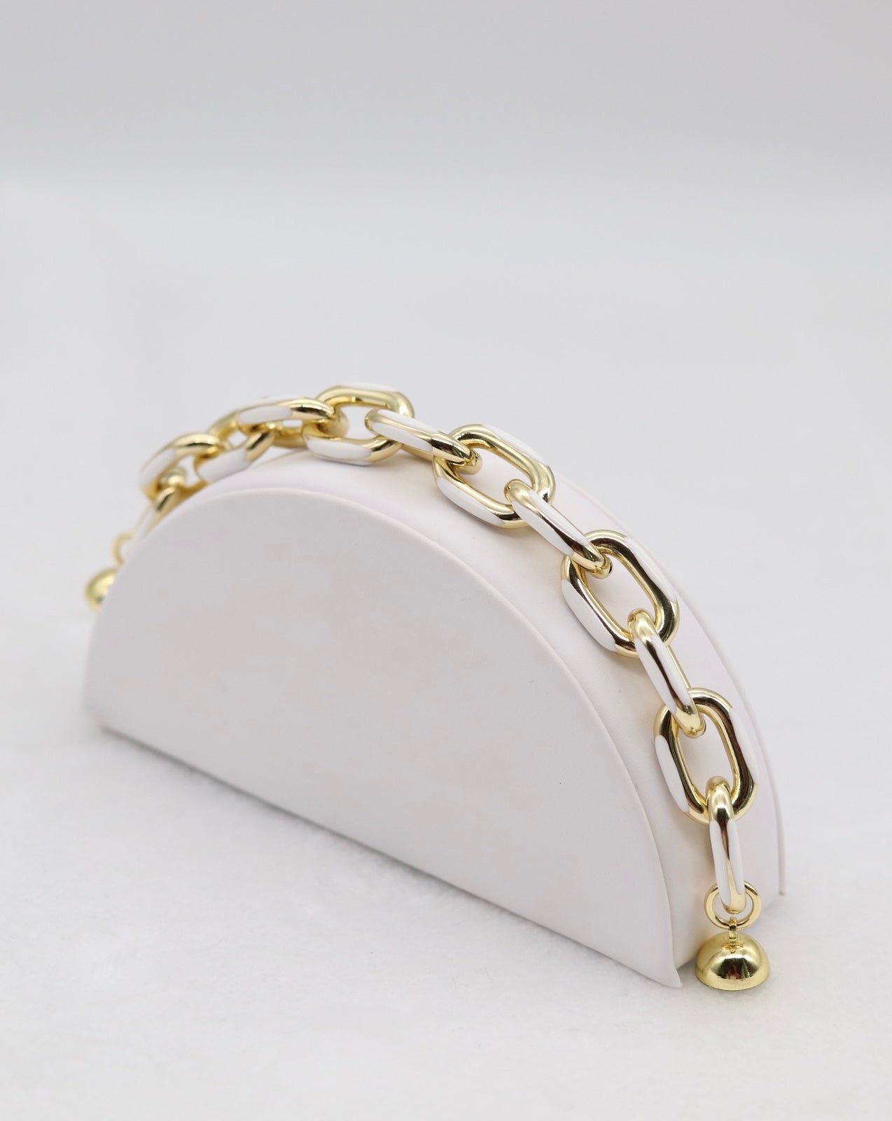 Chic Gold and White Link Statement Bracelet