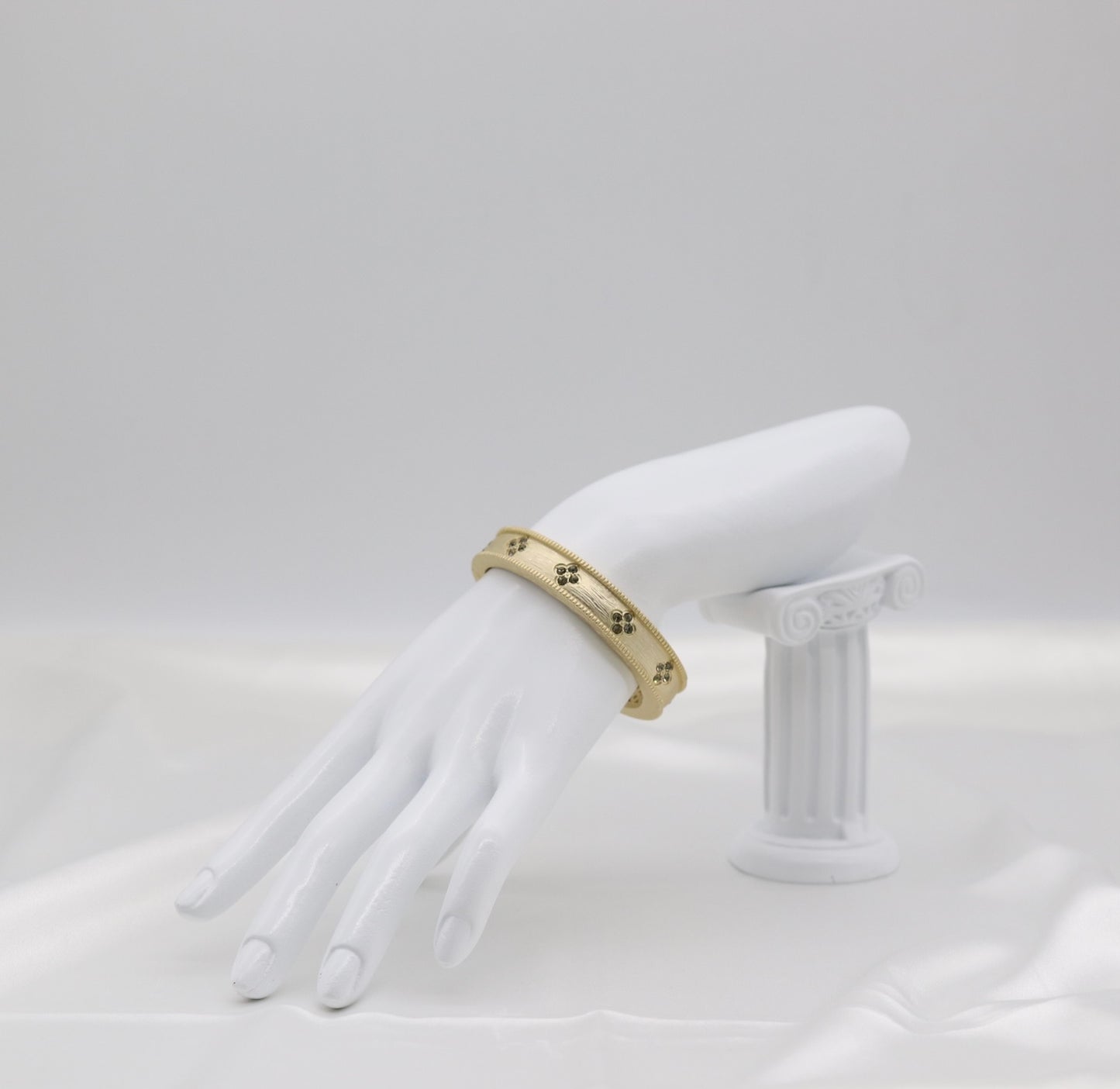 Matte Clover Bangle With CZ Clover Stations
