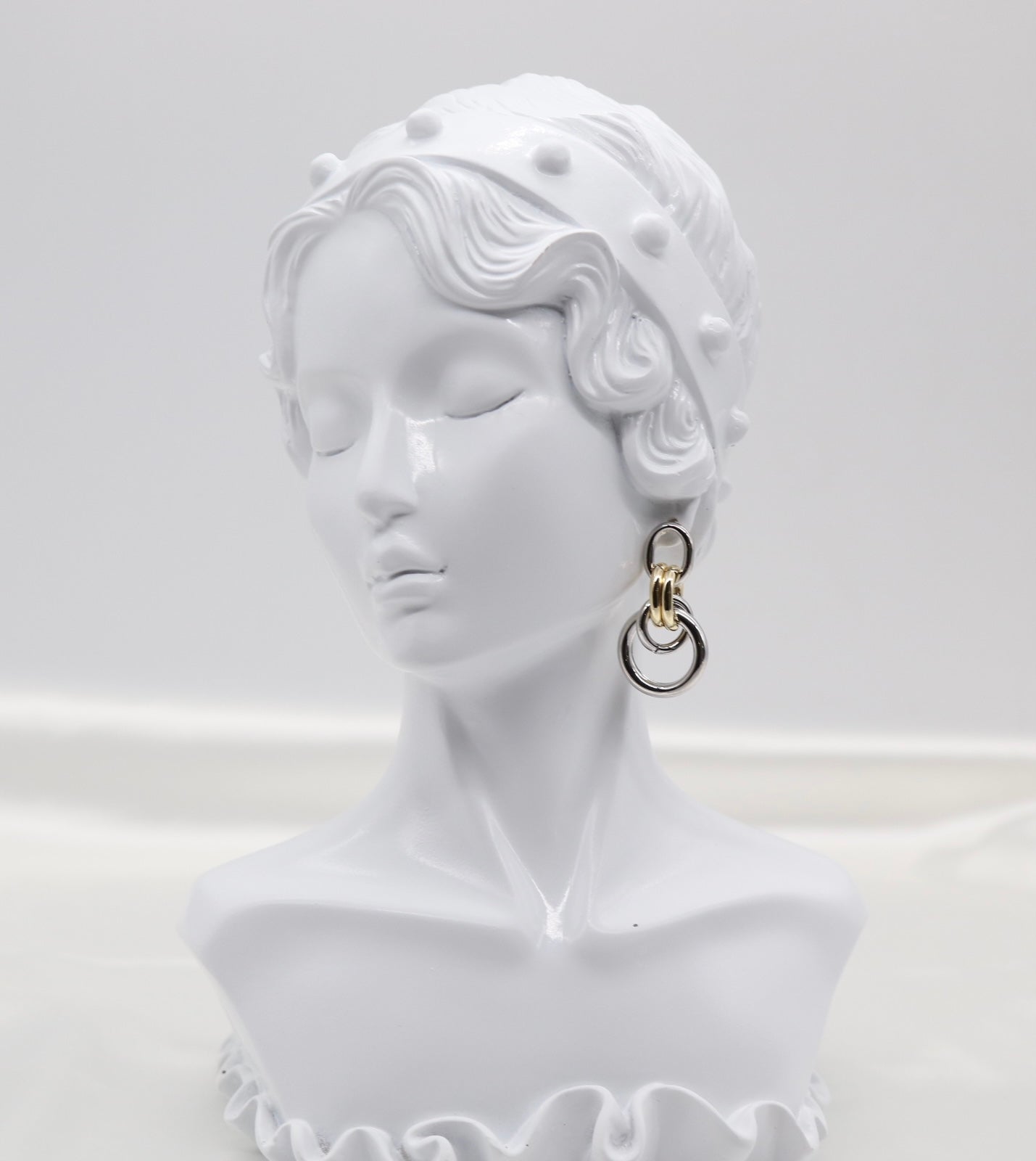 Two Tone Double Round Dangling Earrings