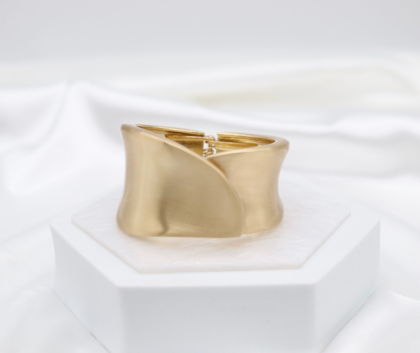 Chunky Matte Gold Cuff Hinged Bracelet
