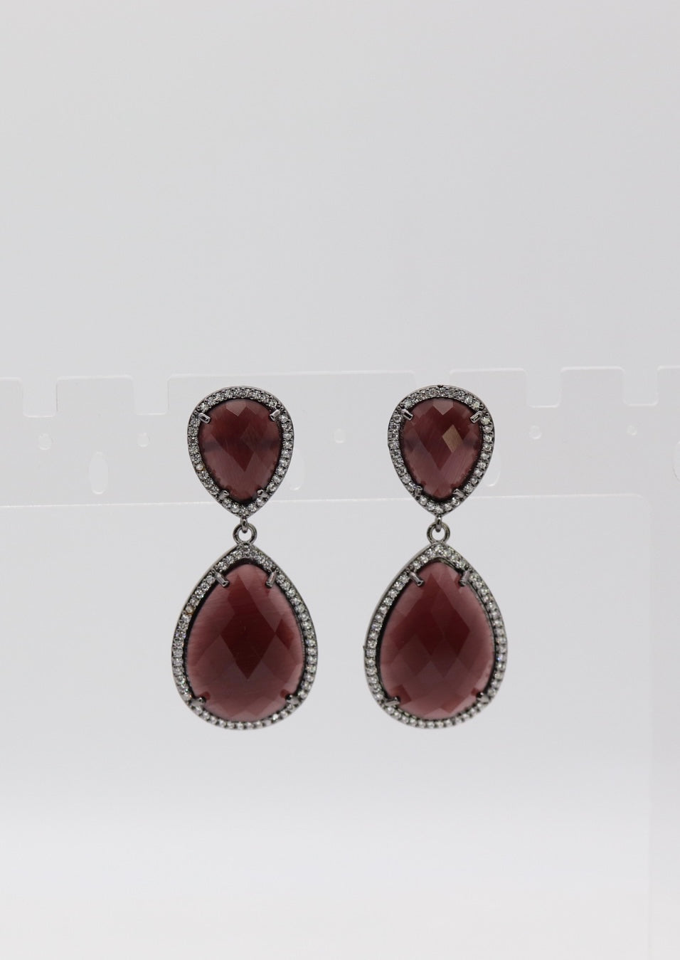 Dark Purple Teardrop Statement Earrings