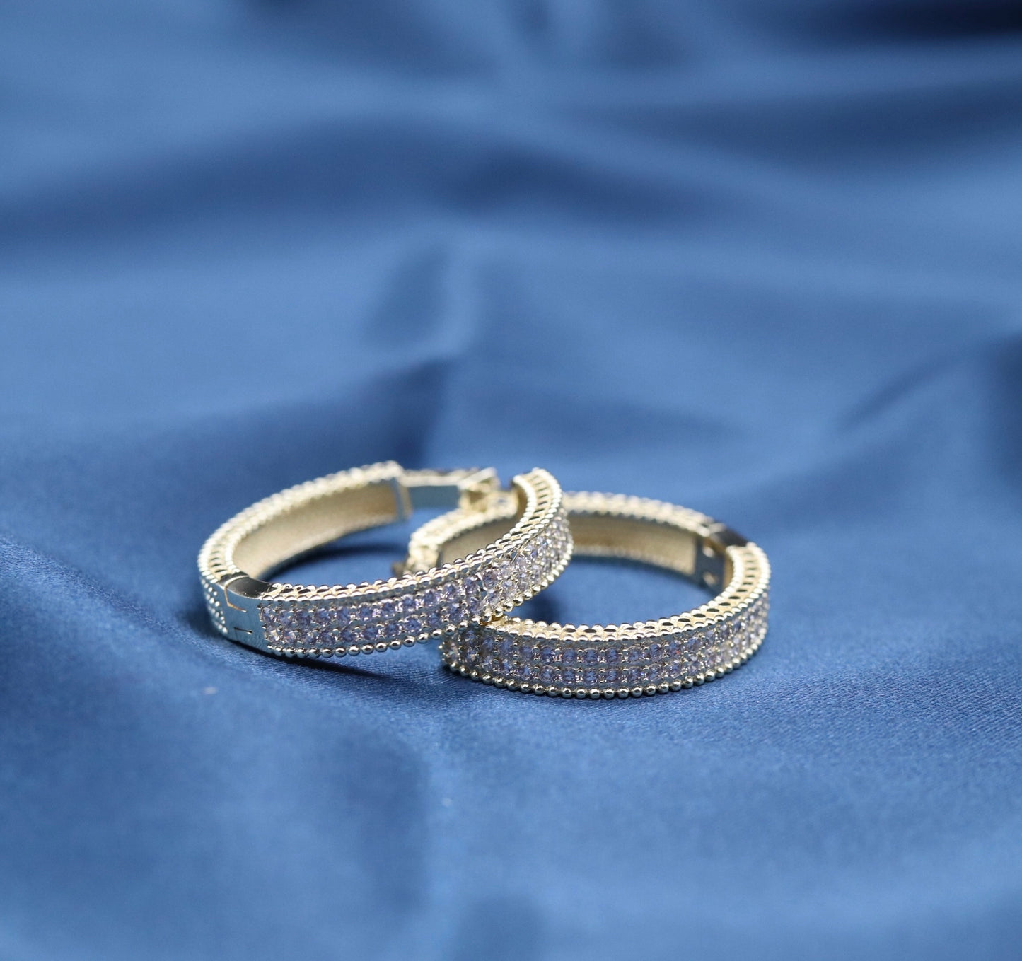 CZ Paved Gold Hoop Earrings