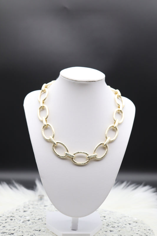 16 inch - Large Matted Gold Chain Necklace