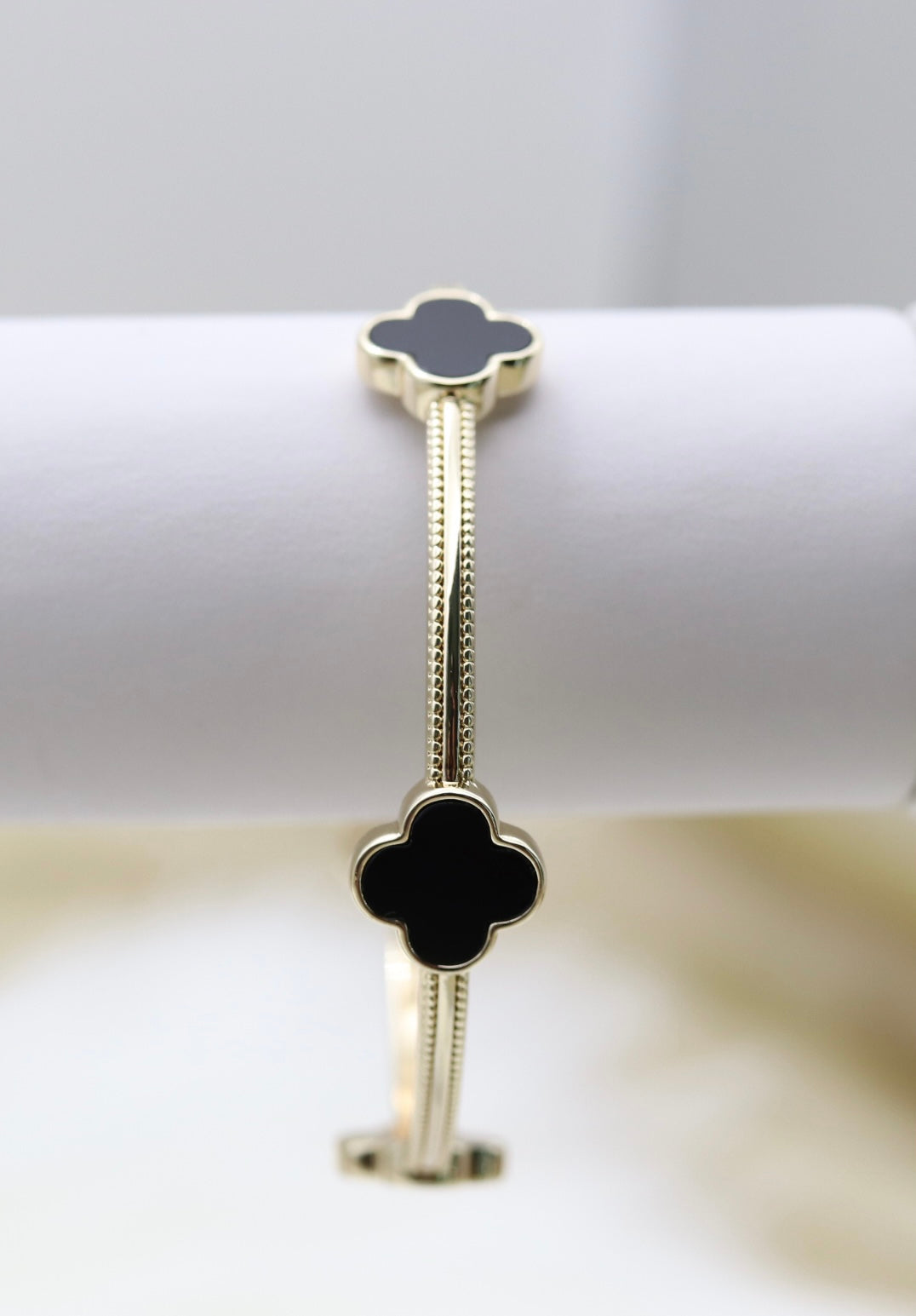Gold Clover Bangle Bracelet