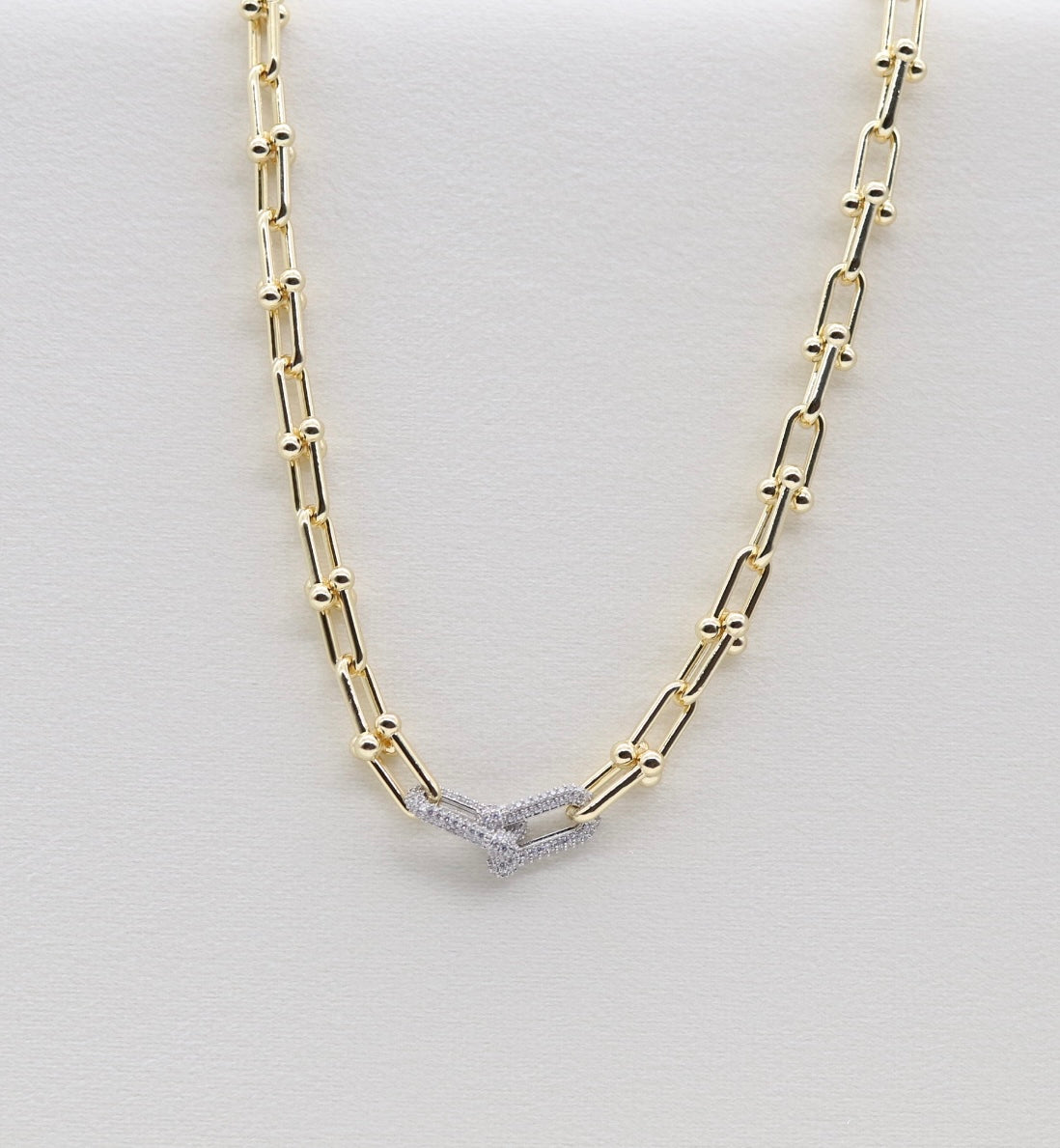 Gold Pavé Link Chain Necklace