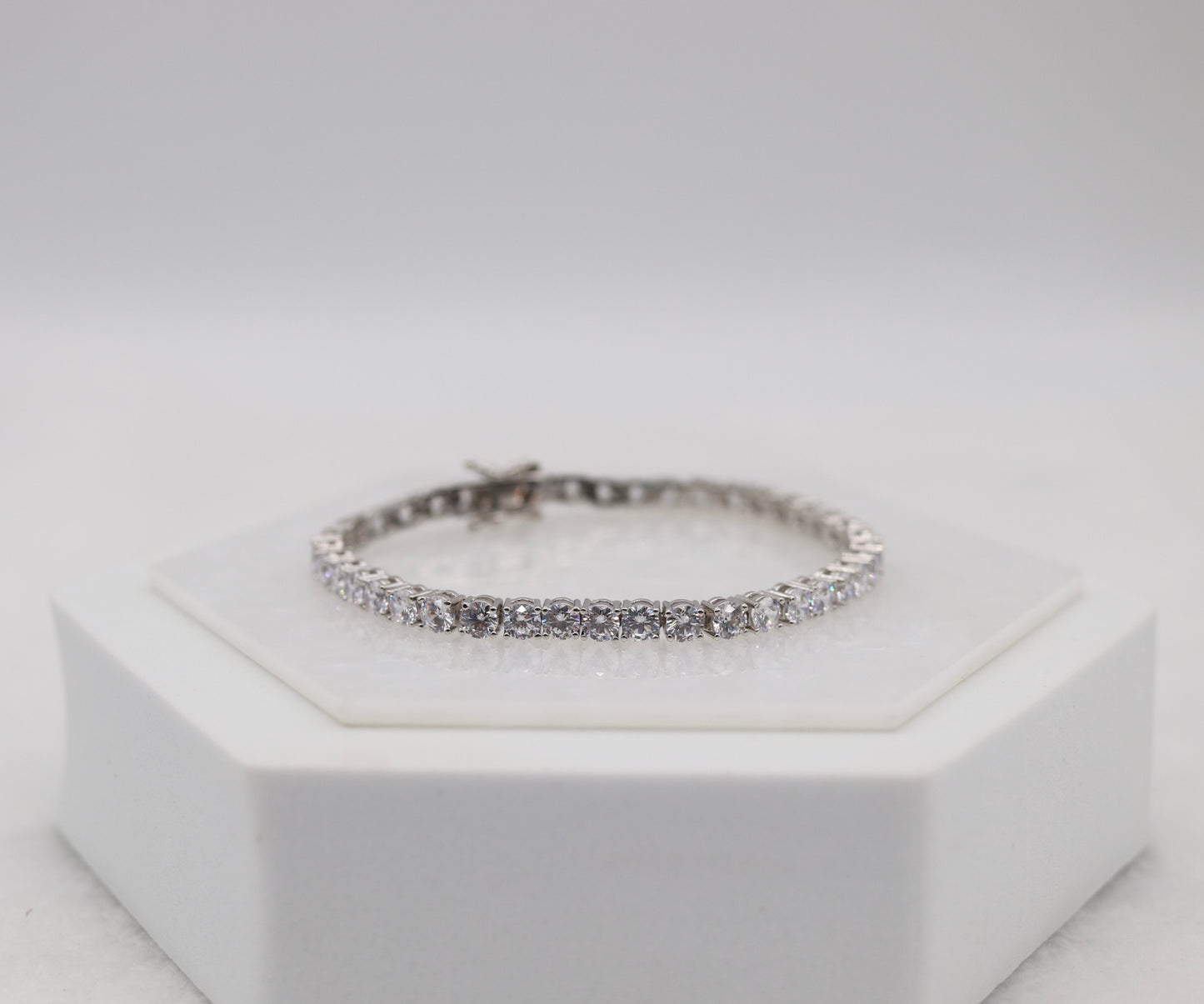 Elegant Silver CZ Tennis Bracelet