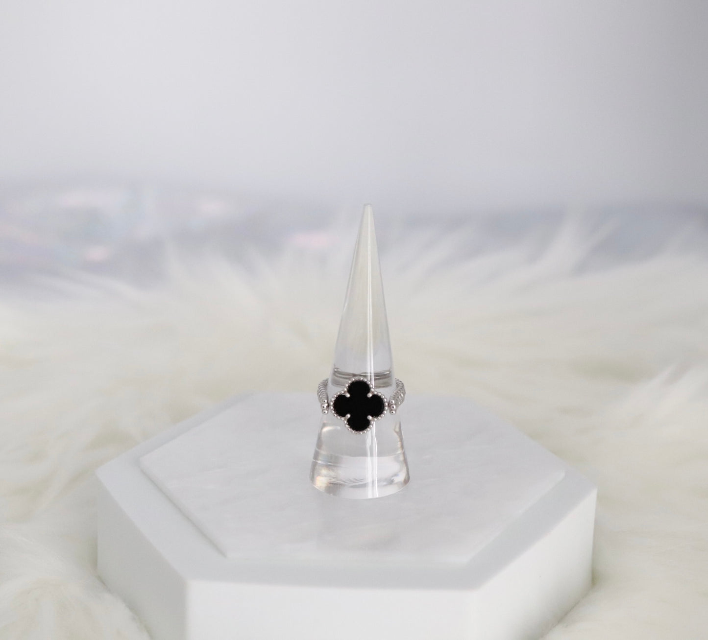 Black Clover Silver Reversible Ring - Size 6