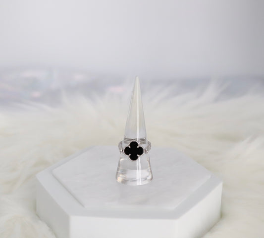 Black Clover Silver Reversible Ring - Size 6
