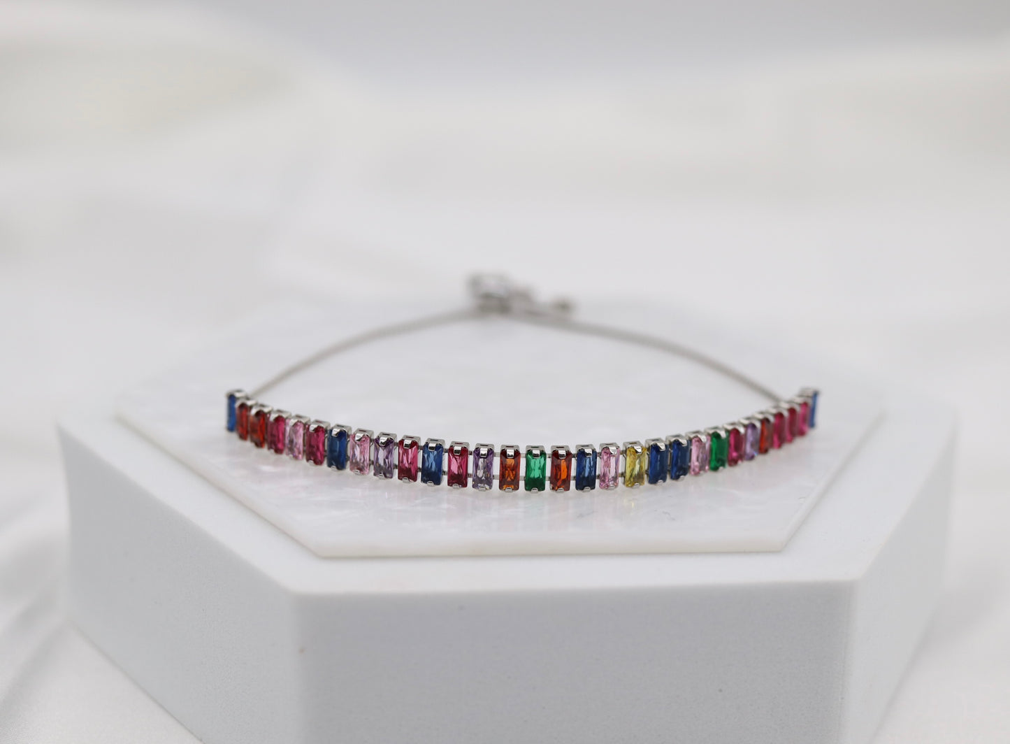Multi-Color CZ Diamond Tennis Bolo Adjustable Bracelet