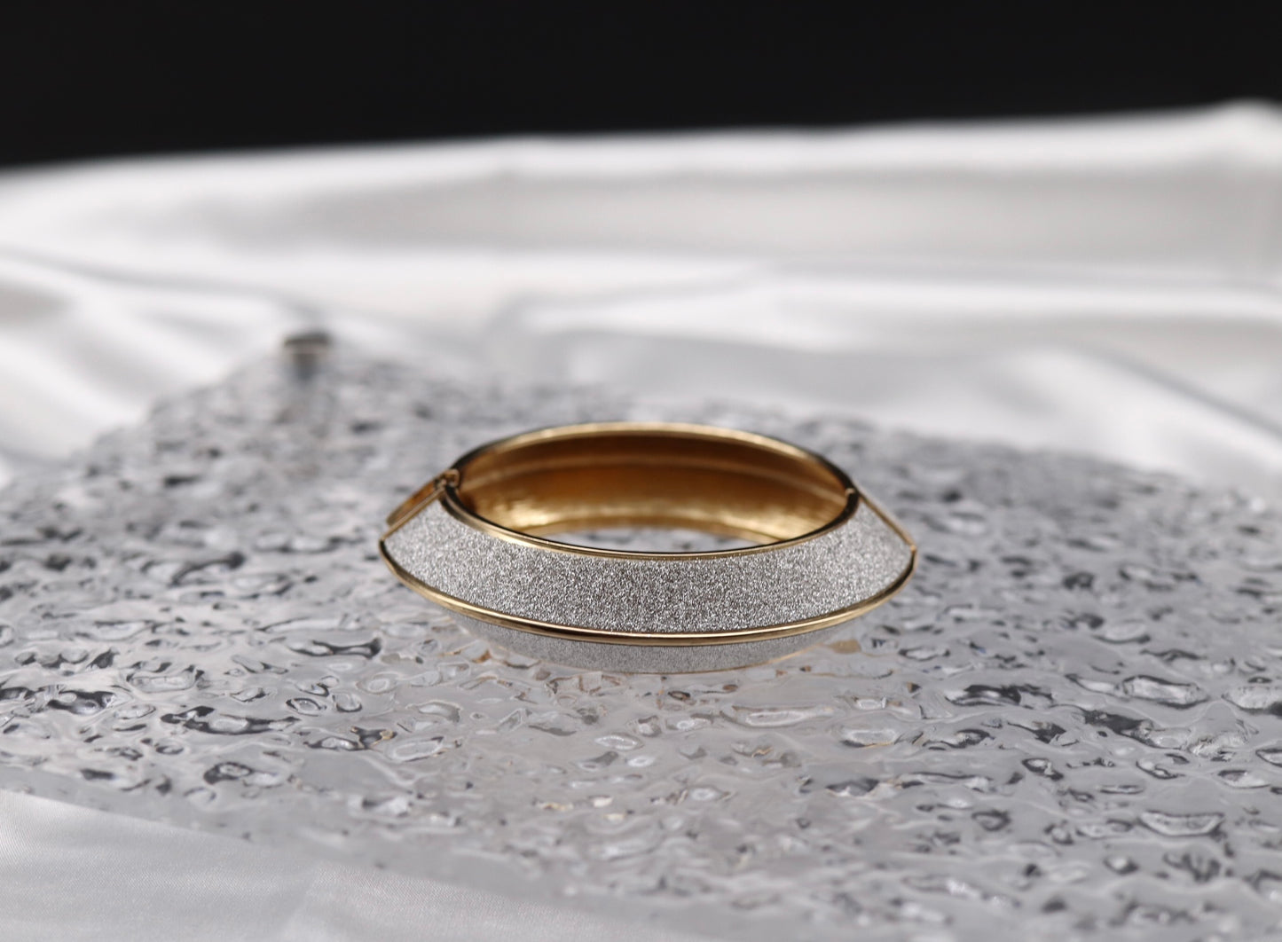 Sparking Hinge Bangle Bracelet With Gold Trim