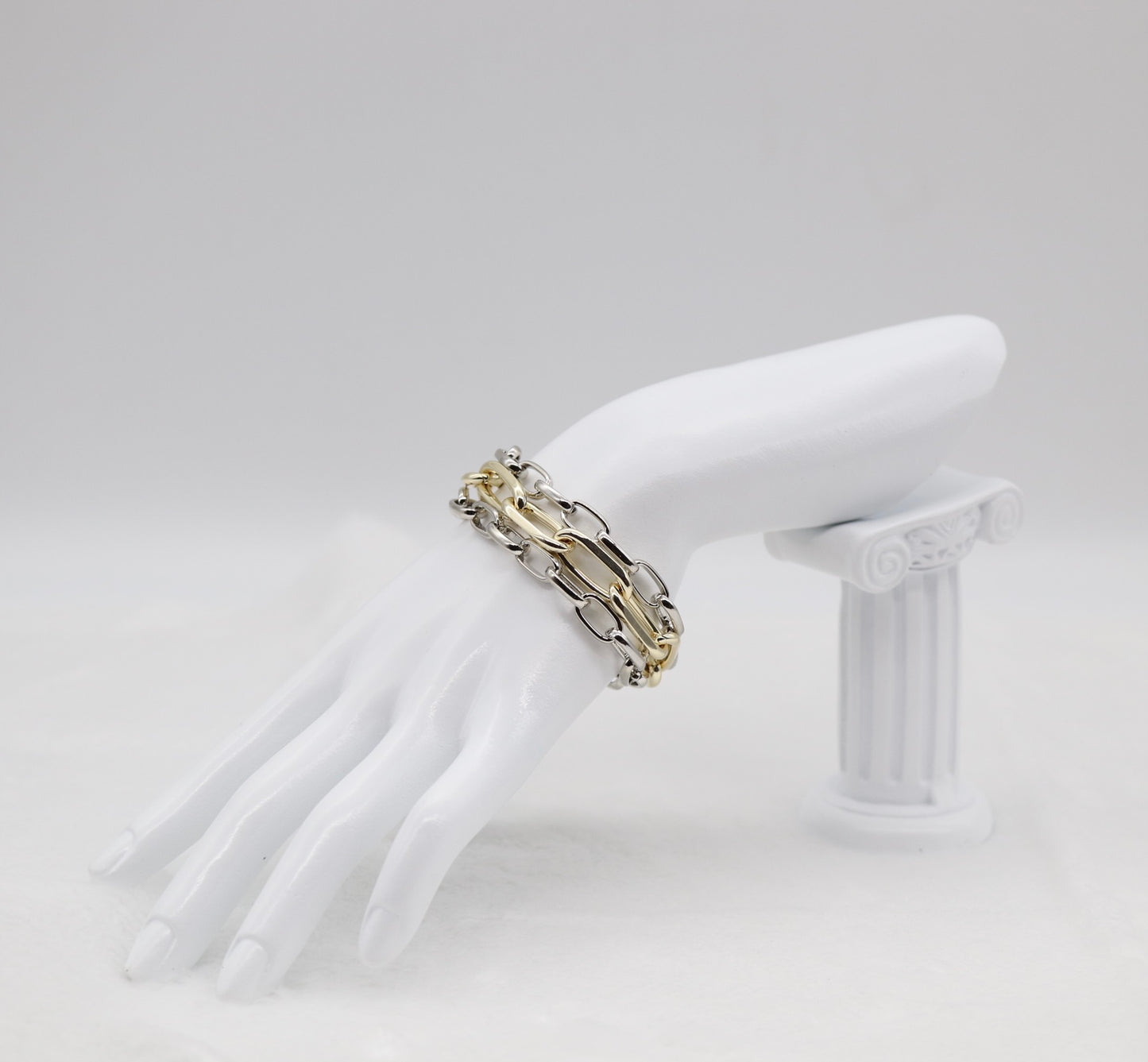 Chunky Two-Tone Chain Link Bracelet in Gold and Silver