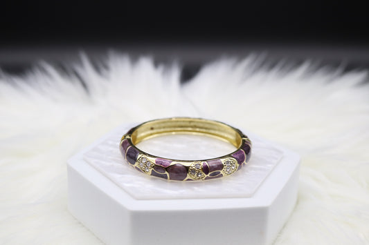 Light Purple Enamel Bangle Hinged Bracelet