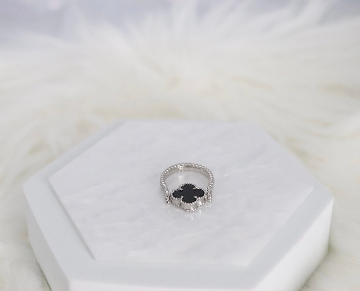 Black Clover Silver Reversible Ring - Size 8